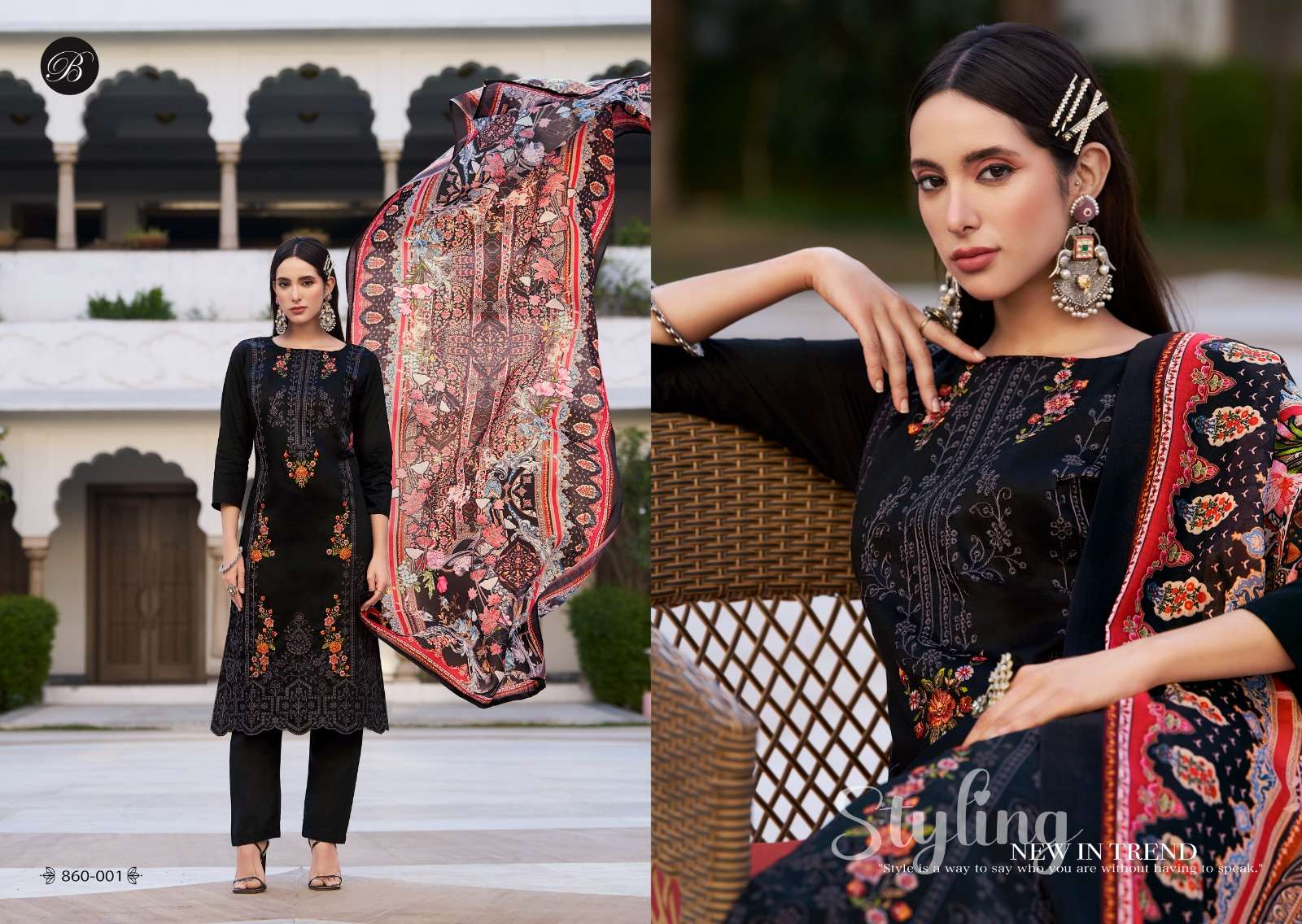 BELLIZA DESIGNER STUDIO ZARQASH VOL 6 JAM SATIN FANCY EMBROIDERY WORK SUIT