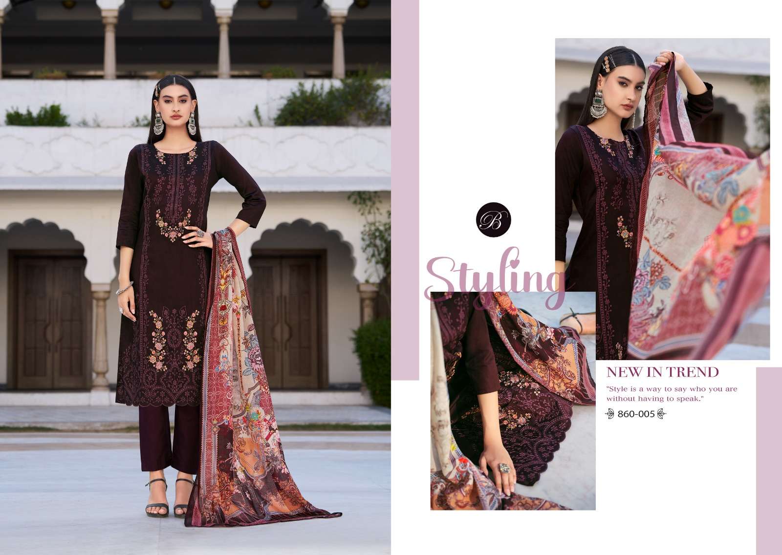 BELLIZA DESIGNER STUDIO ZARQASH VOL 6 JAM SATIN FANCY EMBROIDERY WORK SUIT