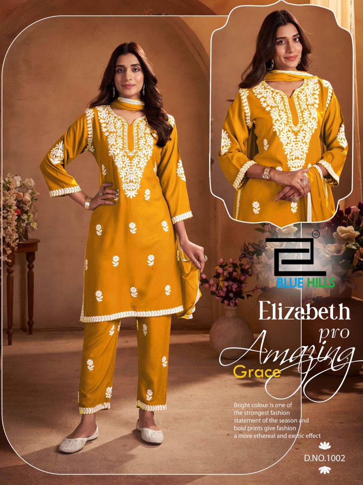 BLUE HILLS ELIZABETH PRO RAYON FANCY THREAD WORKS KURTI COMBO SET 