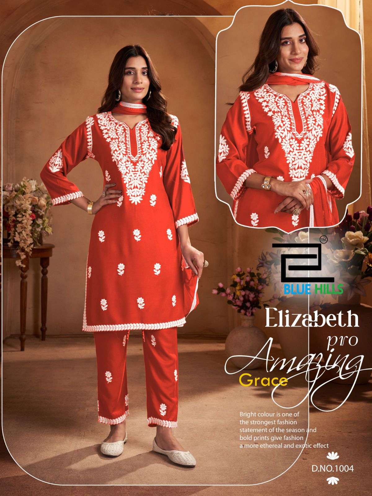 BLUE HILLS ELIZABETH PRO RAYON FANCY THREAD WORKS KURTI COMBO SET 