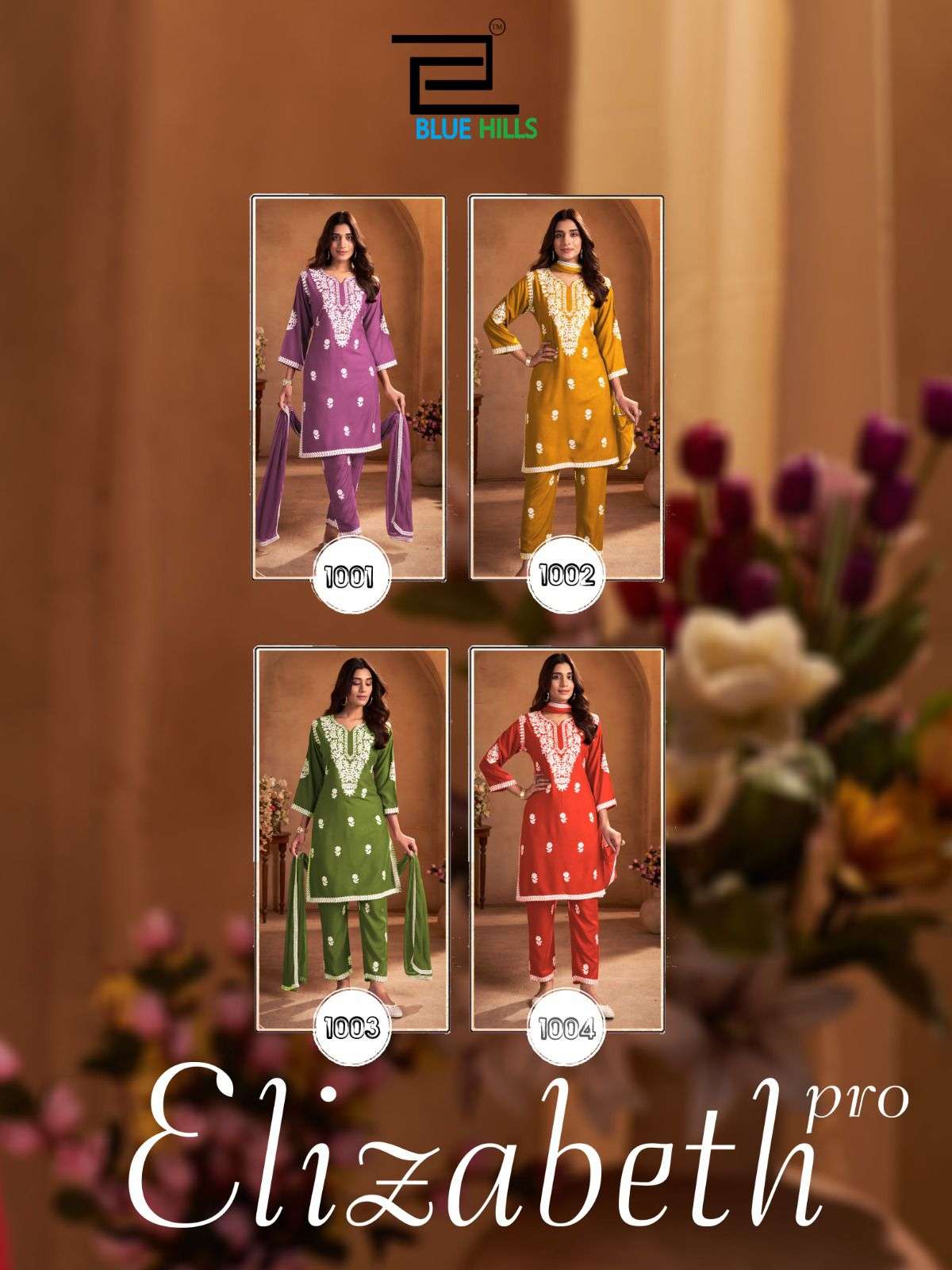 BLUE HILLS ELIZABETH PRO RAYON FANCY THREAD WORKS KURTI COMBO SET 