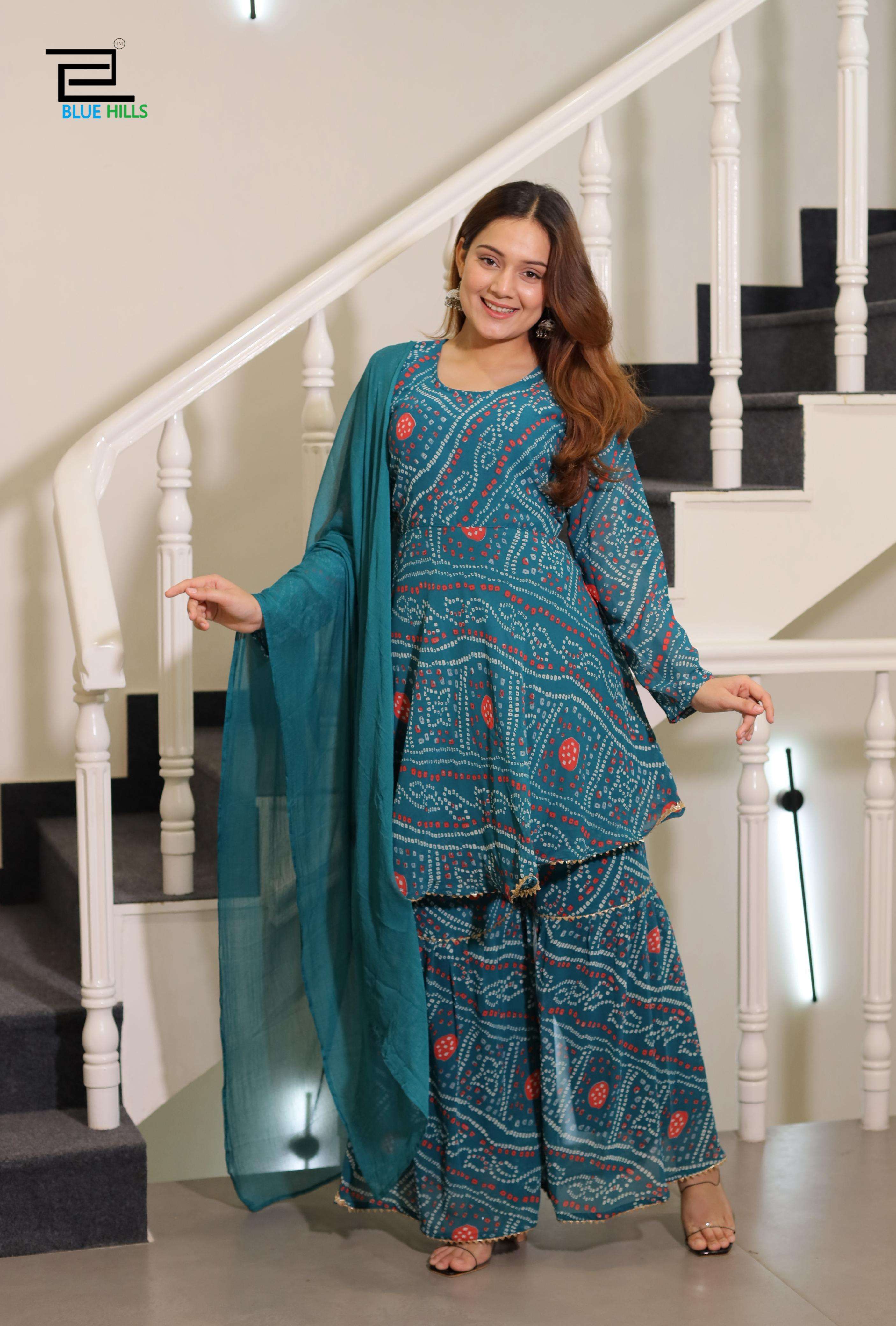 BLUE HILLS FESTIVAL SEASON FANCY DESIGNER PARTY WEAR SHARARA SUIT