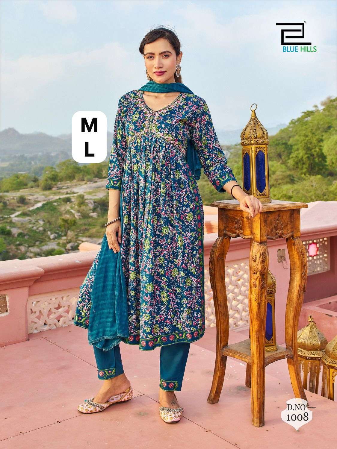 BLUE HILLS PIC AND CHOOSE COLLECTION RAYON FANCY WORK LADIES KURTI COMBO SET 