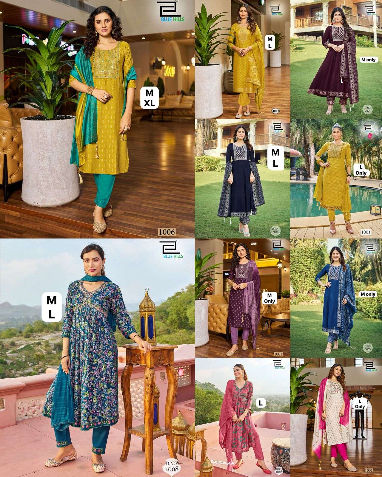 BLUE HILLS PIC AND CHOOSE COLLECTION RAYON FANCY WORK LADIES KURTI COMBO SET 