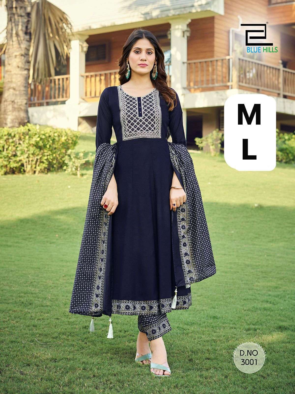 BLUE HILLS PIC AND CHOOSE COLLECTION RAYON FANCY WORK LADIES KURTI COMBO SET 