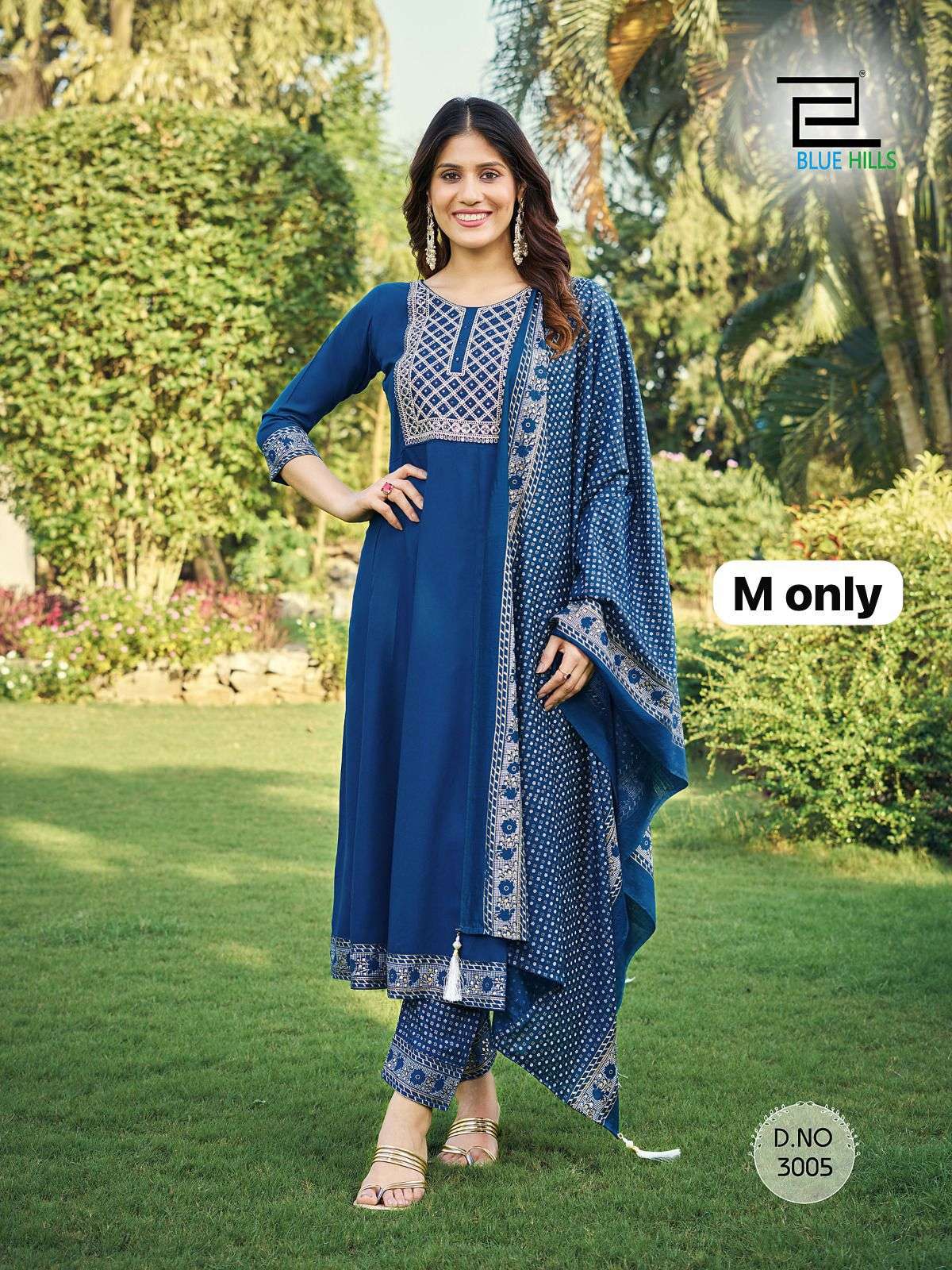 BLUE HILLS PIC AND CHOOSE COLLECTION RAYON FANCY WORK LADIES KURTI COMBO SET 