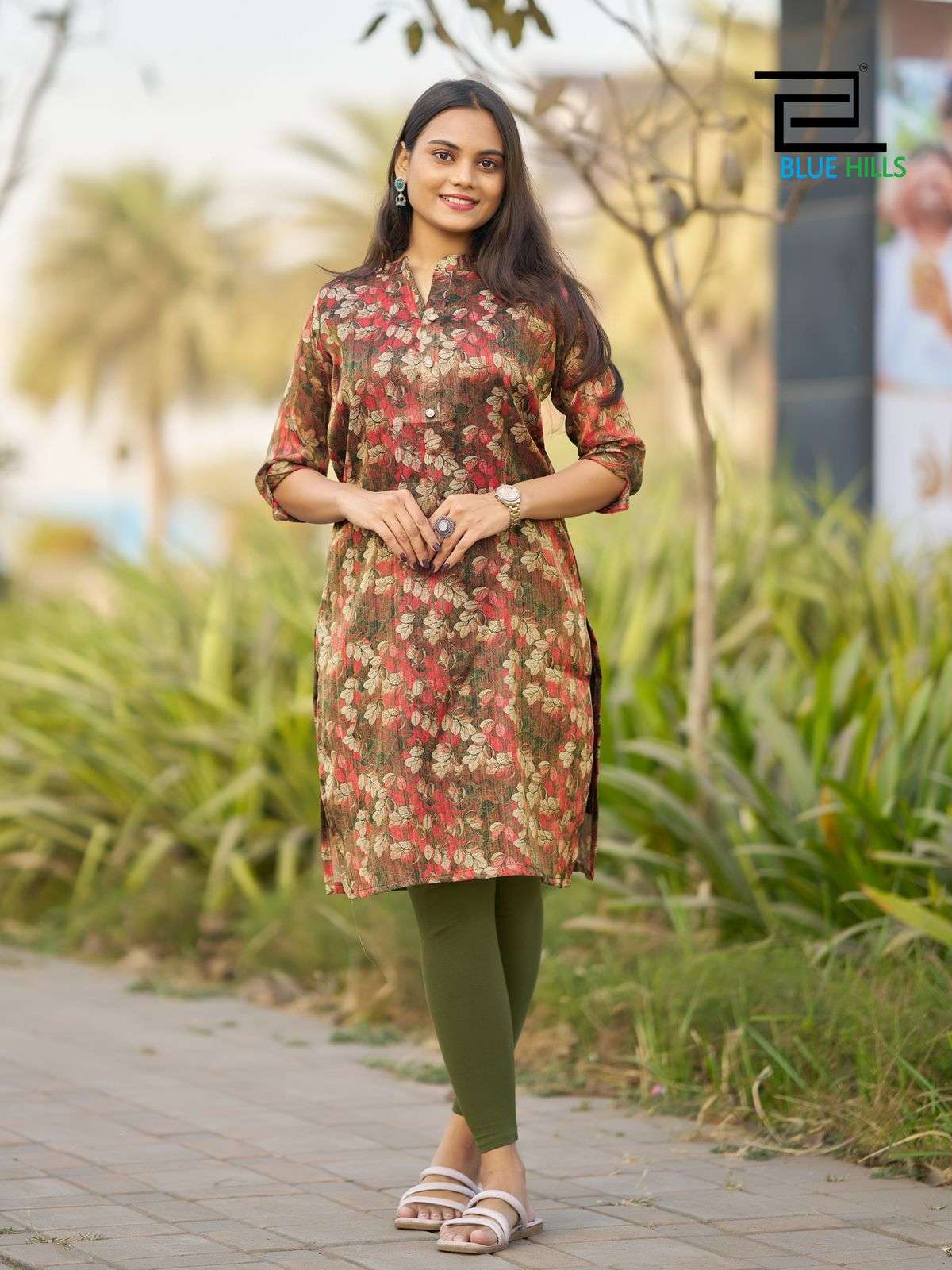 BLUE HILLS RASHMIKA SIMER SILK PRINTED FANCY WEAR LADIES KURTI 
