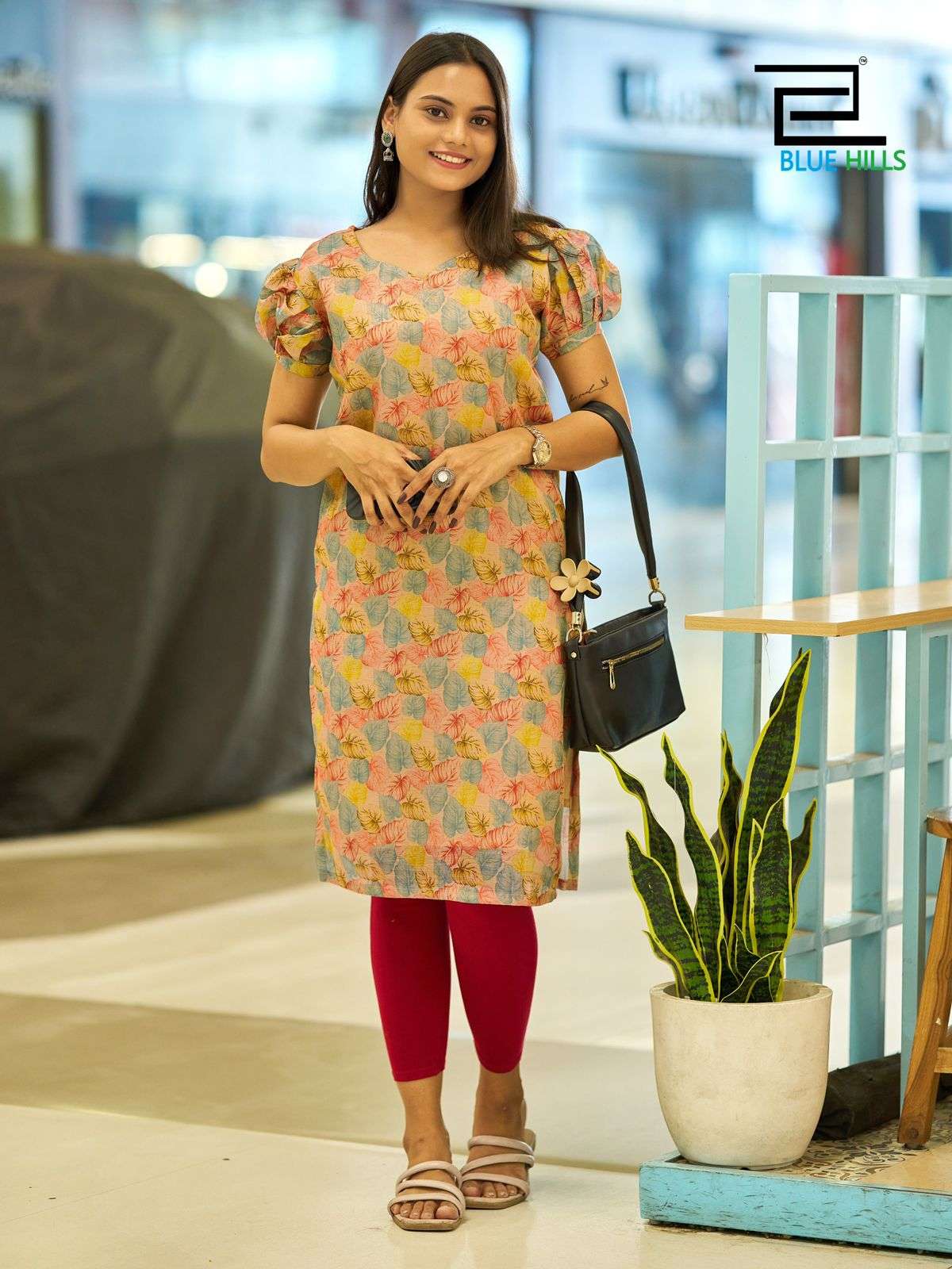BLUE HILLS RASHMIKA SIMER SILK PRINTED FANCY WEAR LADIES KURTI 