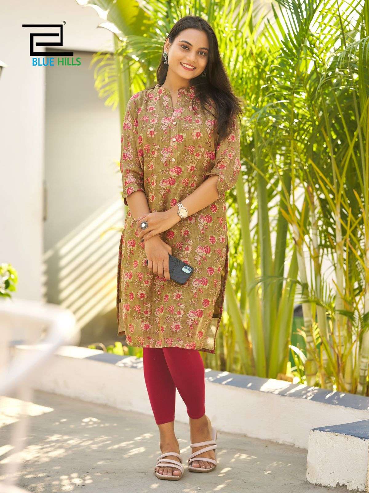 BLUE HILLS RASHMIKA SIMER SILK PRINTED FANCY WEAR LADIES KURTI 