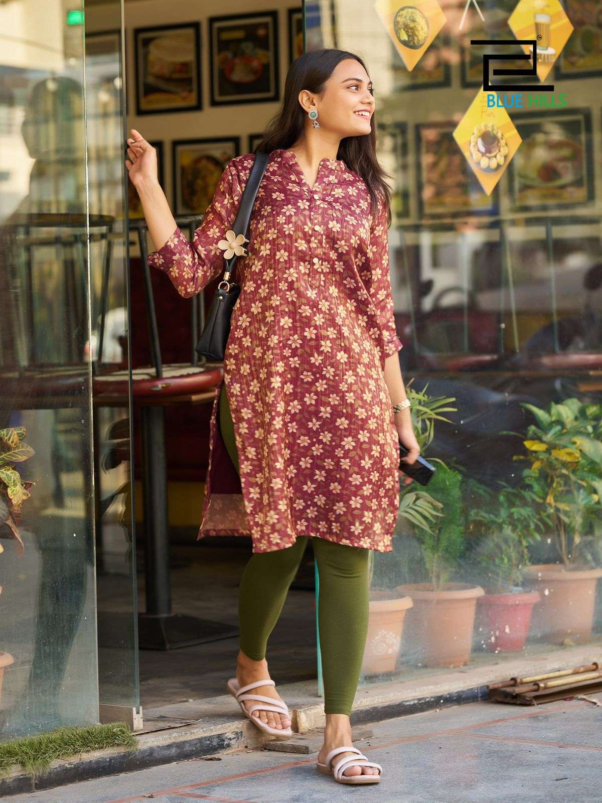 BLUE HILLS RASHMIKA SIMER SILK PRINTED FANCY WEAR LADIES KURTI 