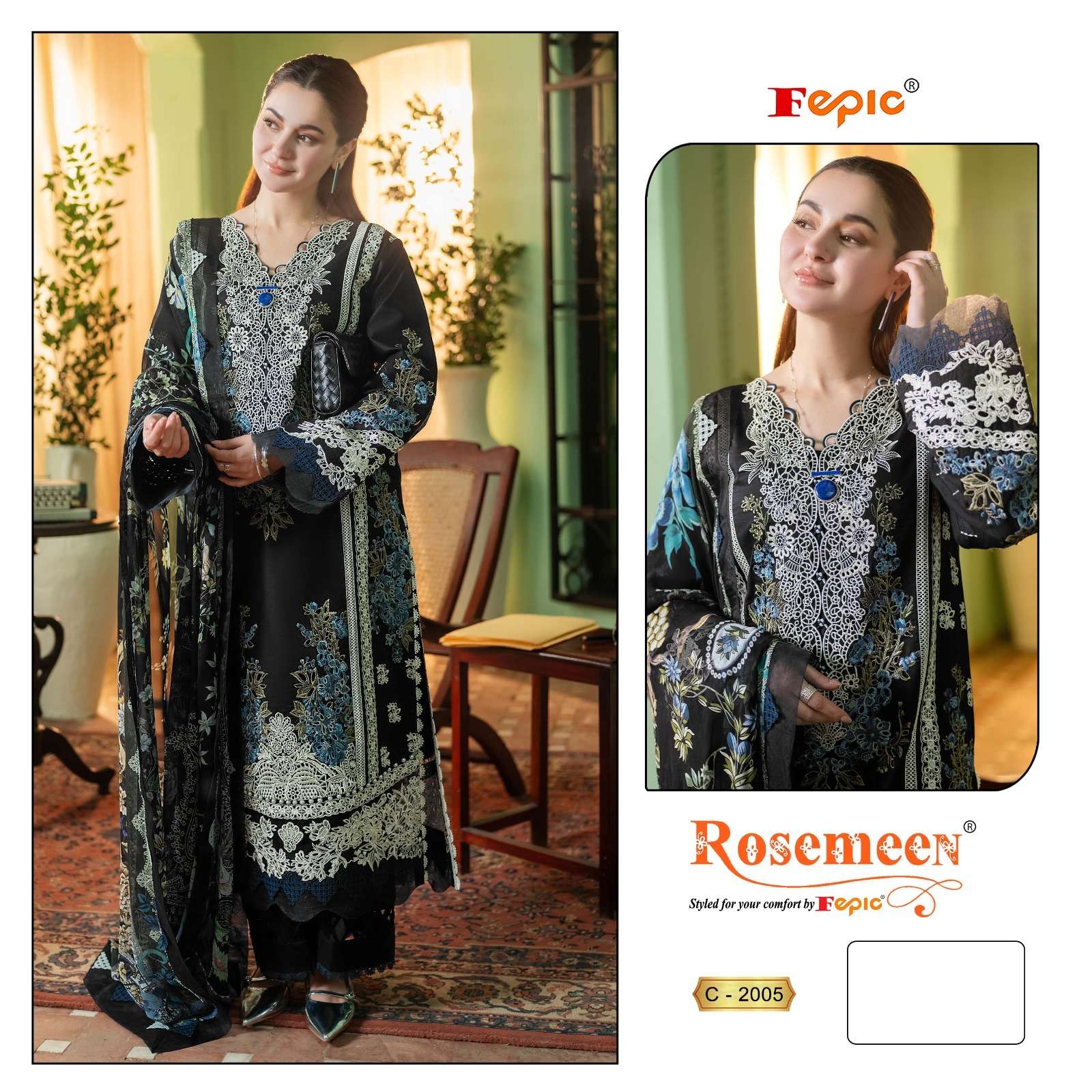 FEPIC ROSEMEEN C 2005 COTTON EMBROIDERED DESIGNER PAKISTANI SUIT 