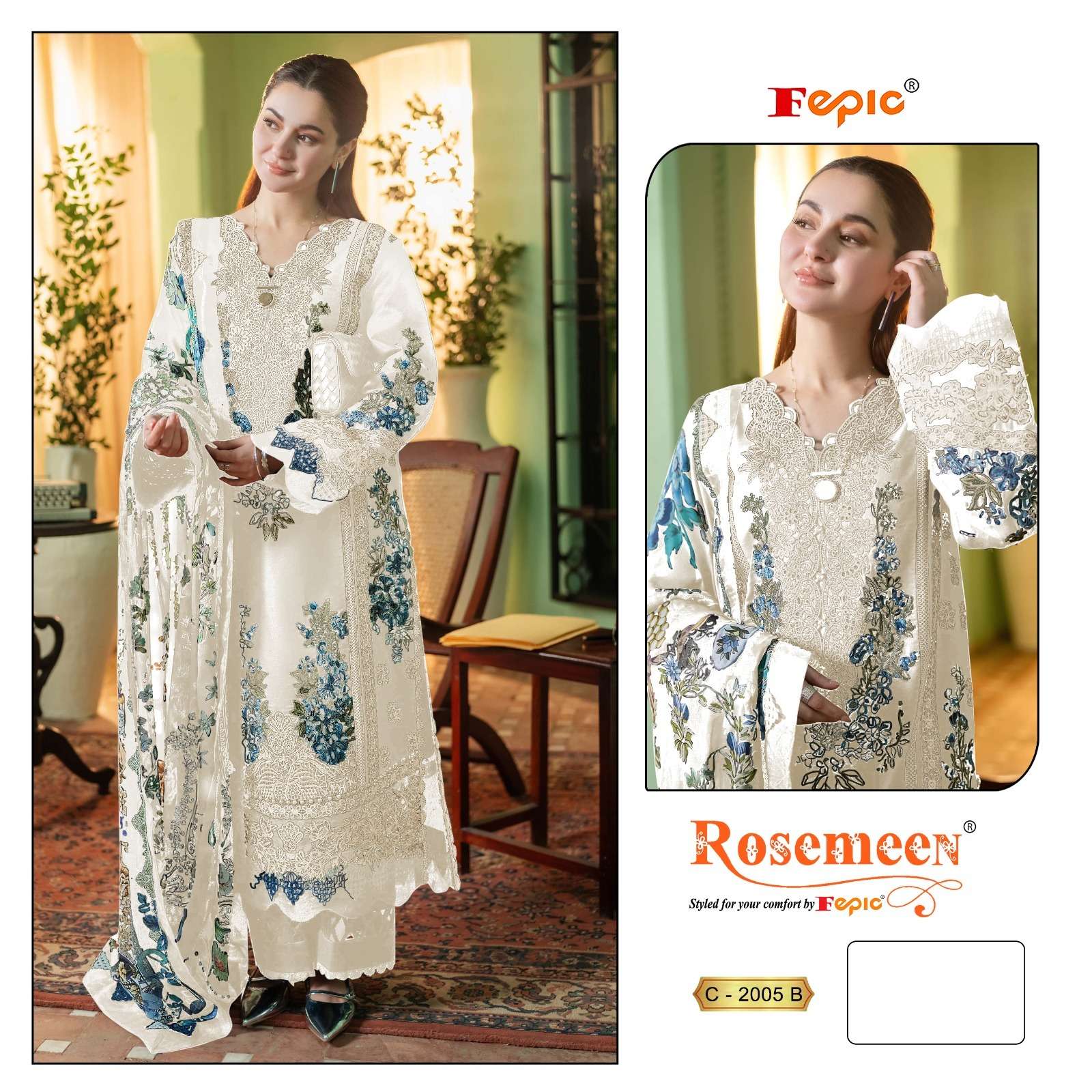 FEPIC ROSEMEEN C 2005 COTTON EMBROIDERED DESIGNER PAKISTANI SUIT 