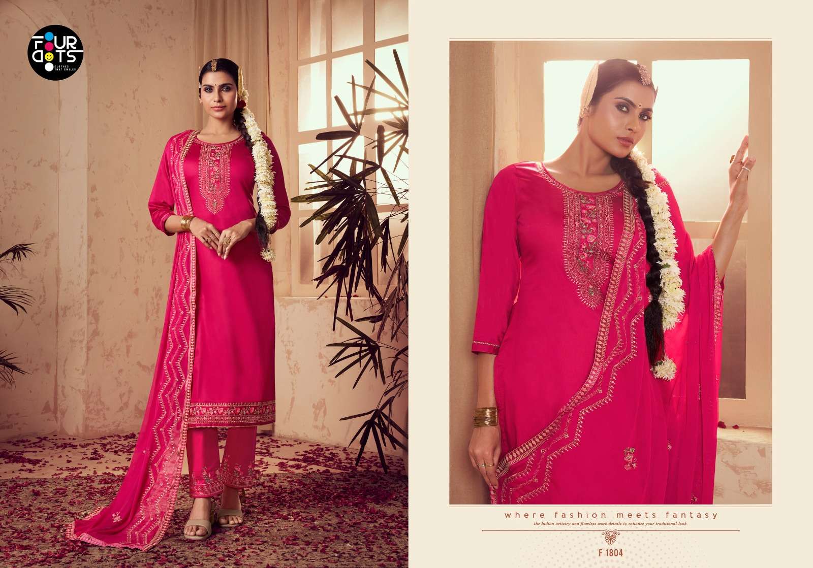 FOURDOTS PALLAV JAM COTTON HEAVY EMBROIDERY WORK SUIT