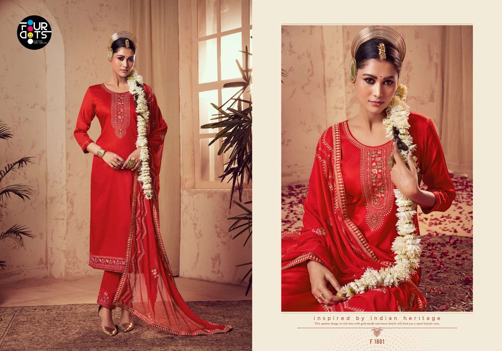 FOURDOTS PALLAV JAM COTTON HEAVY EMBROIDERY WORK SUIT