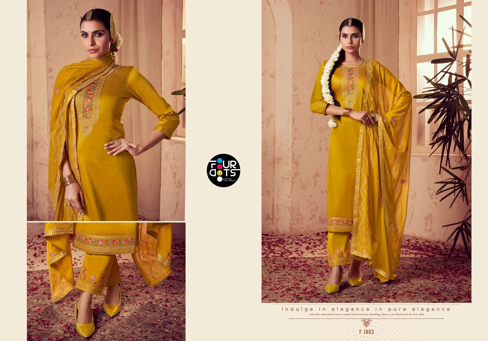 FOURDOTS PALLAV JAM COTTON HEAVY EMBROIDERY WORK SUIT