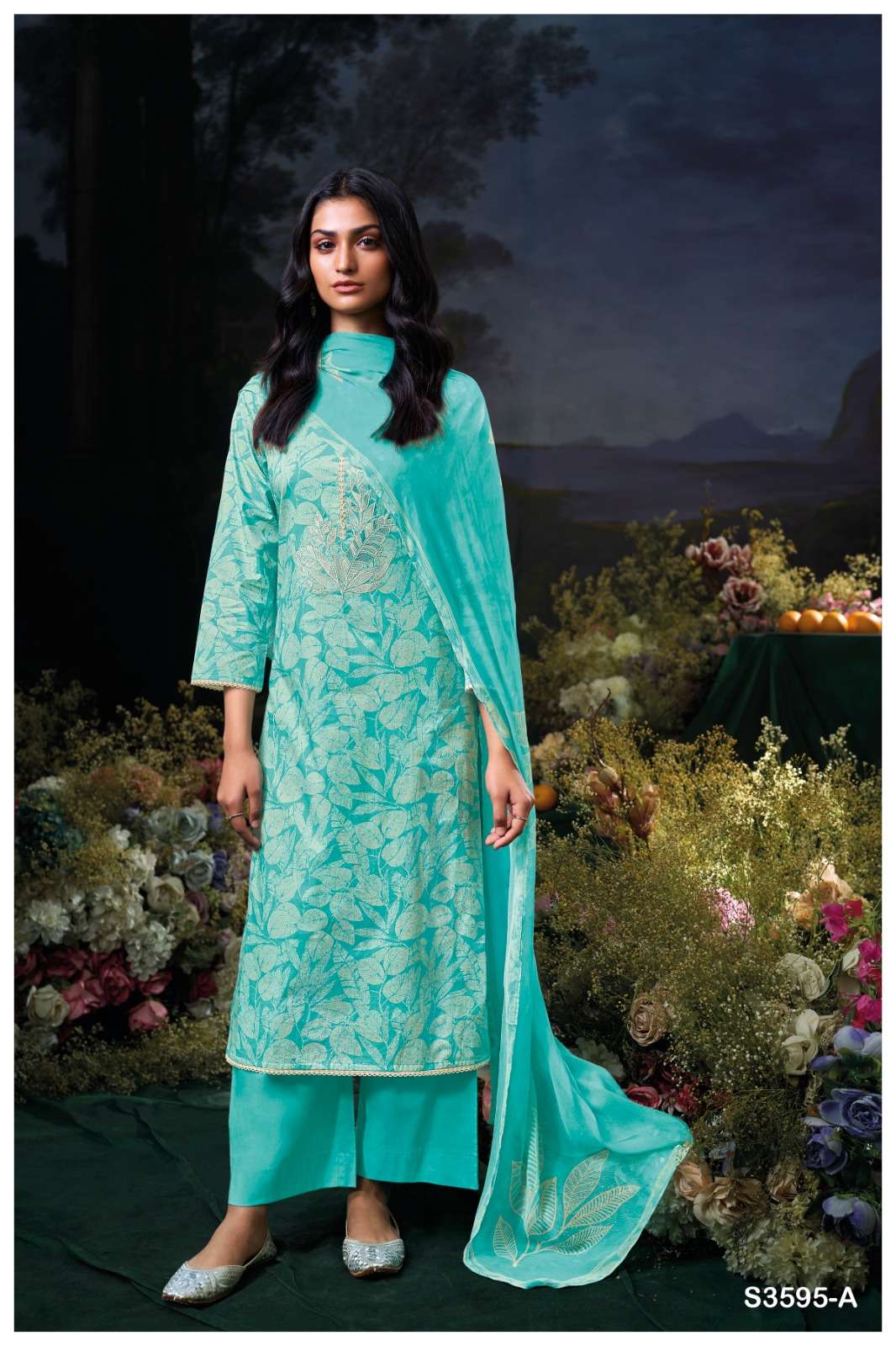 GANGA CHETNA 3595 COTTON PRINTED WITH EMBROIDERY WORKS SUIT