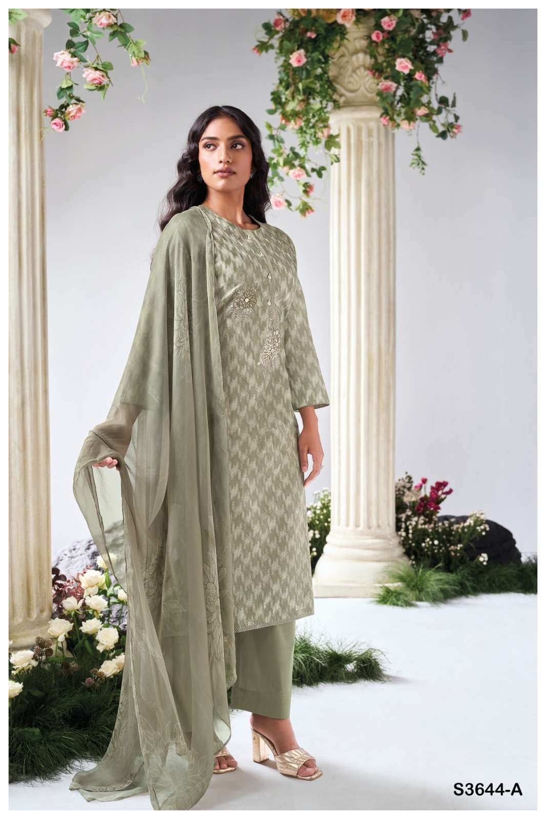 GANGA GIANELLA 3644  COTTON PRINTED WITH EMBROIDERY WORK LADIES SUIT 