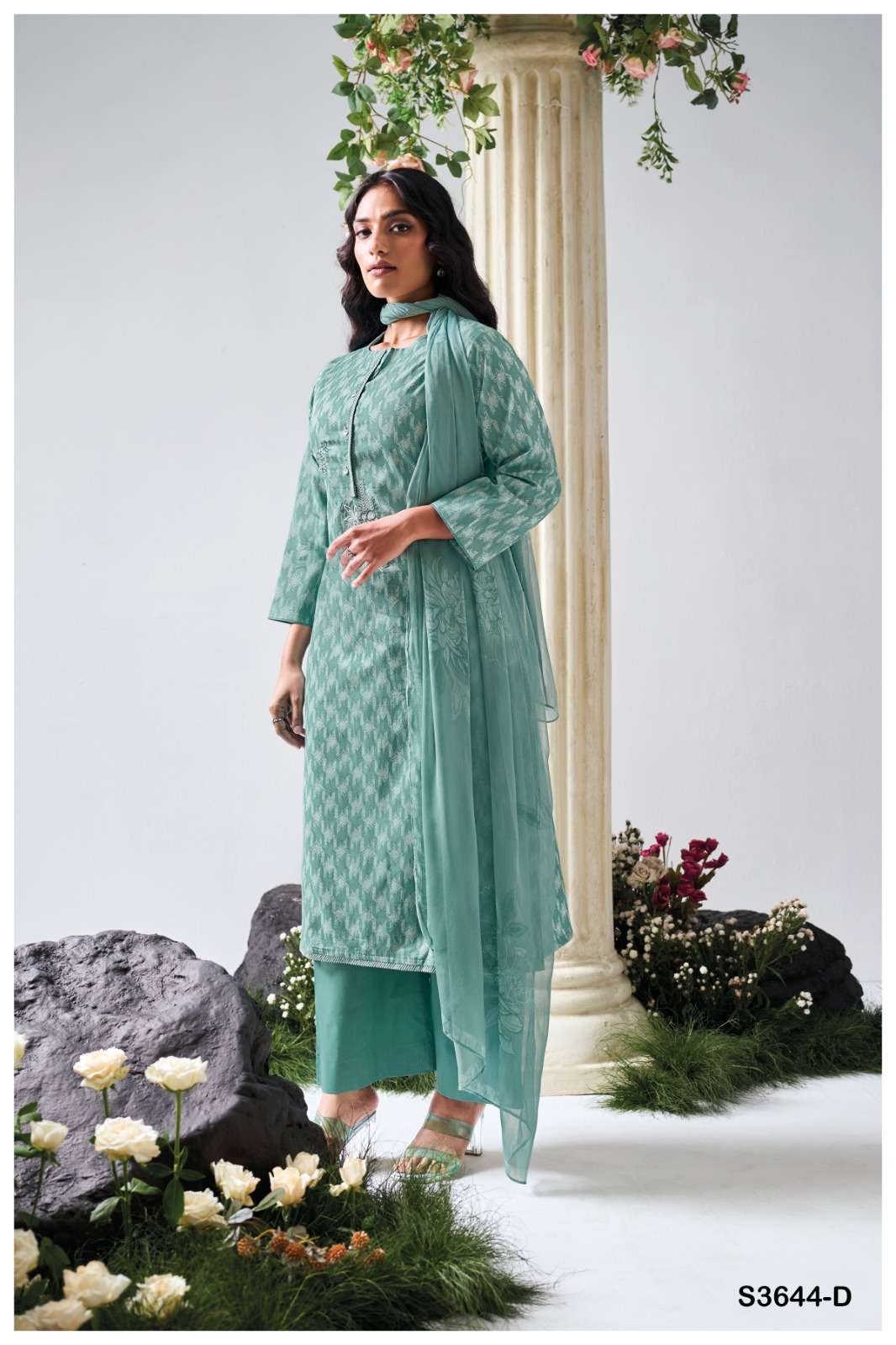GANGA GIANELLA 3644  COTTON PRINTED WITH EMBROIDERY WORK LADIES SUIT 