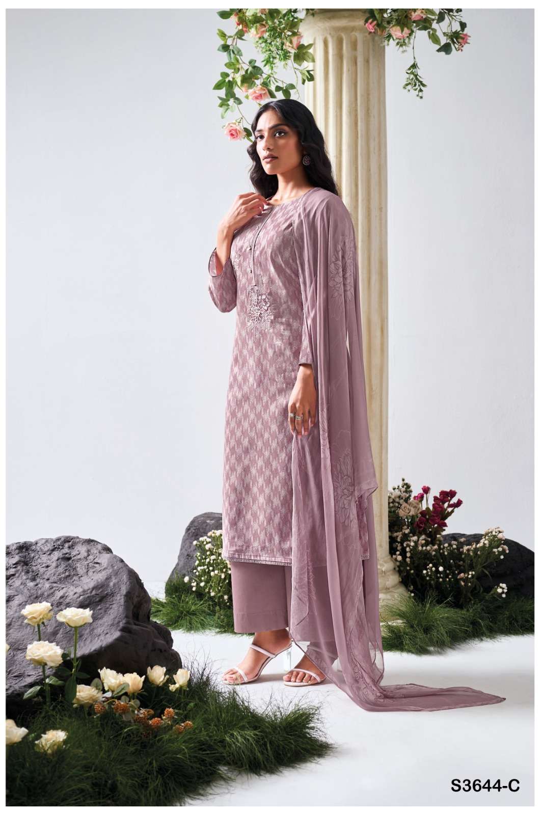GANGA GIANELLA 3644  COTTON PRINTED WITH EMBROIDERY WORK LADIES SUIT 