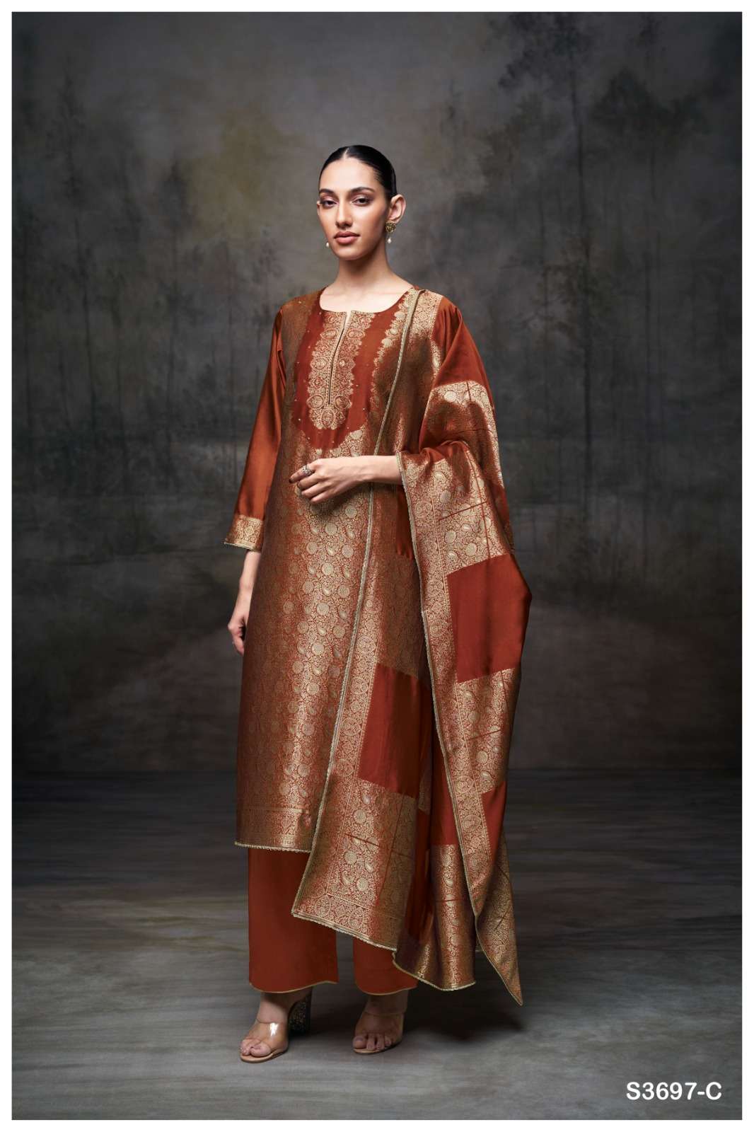 GANGA KIMBERLY 3697 VISCOSE JACQUARD DESIGNER WORK SUIT