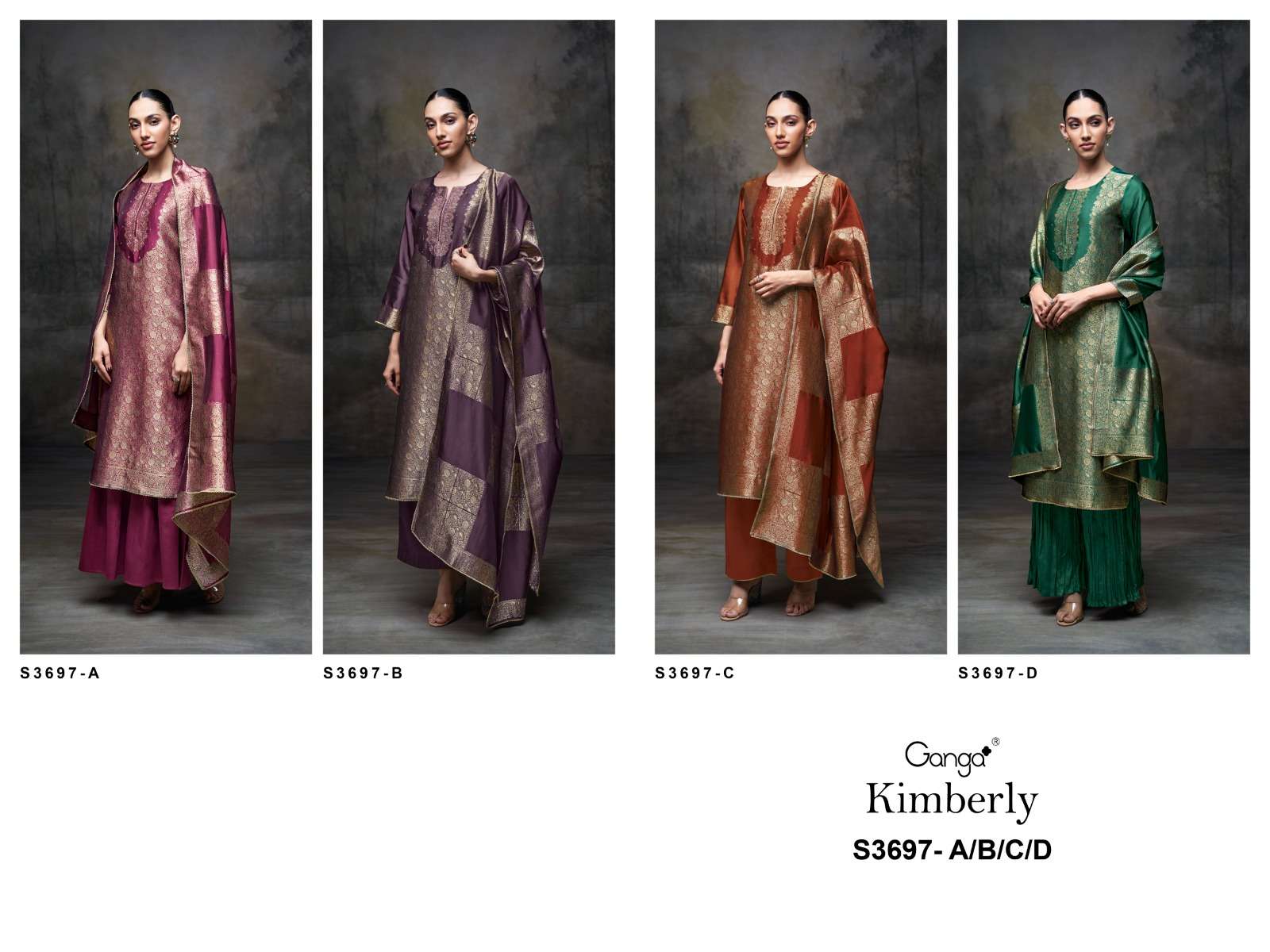 GANGA KIMBERLY 3697 VISCOSE JACQUARD DESIGNER WORK SUIT