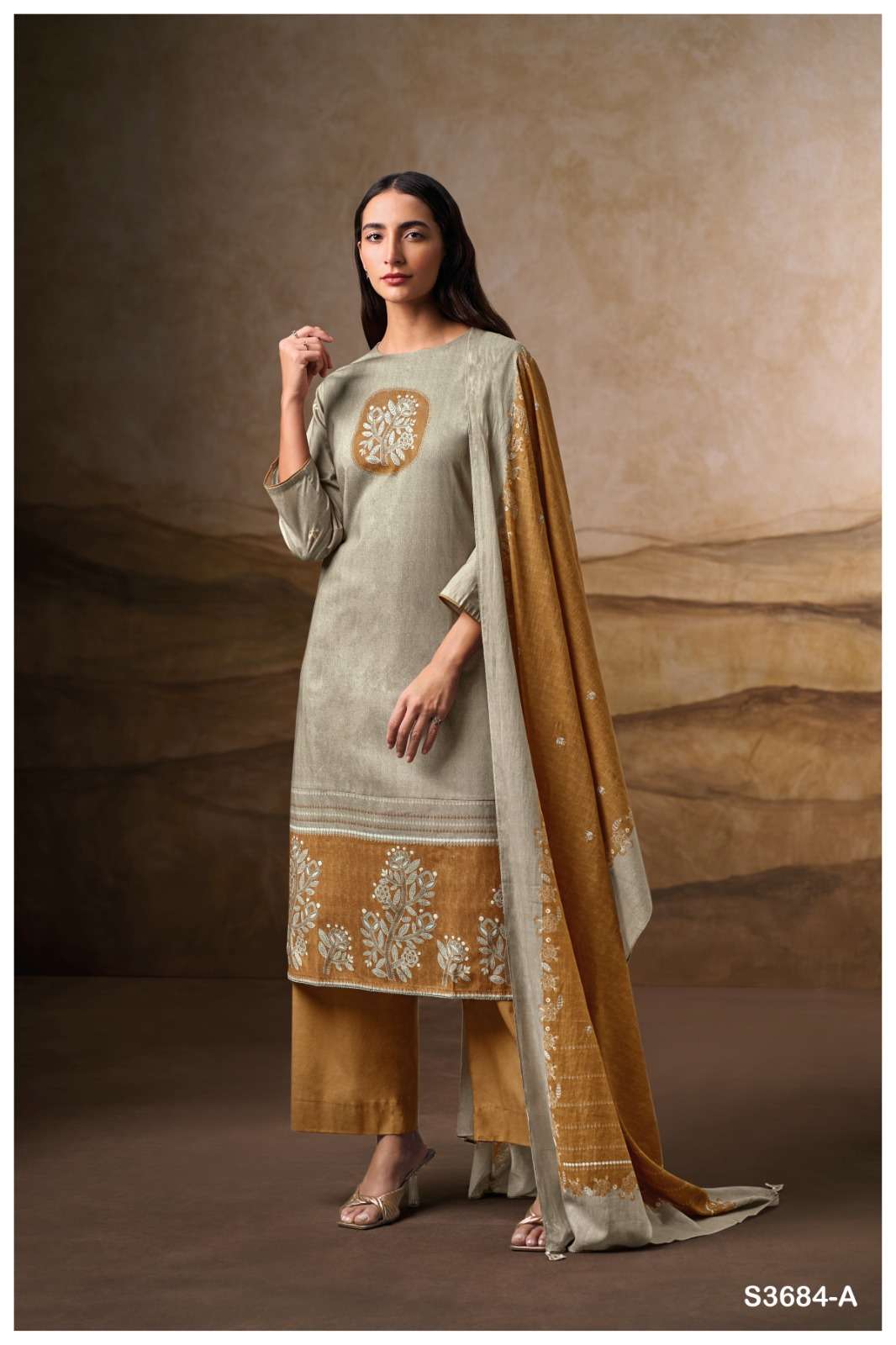GANGA ROSYRA 3684 COTTON PRINTED WITH EMBROIDERY WORK SUIT