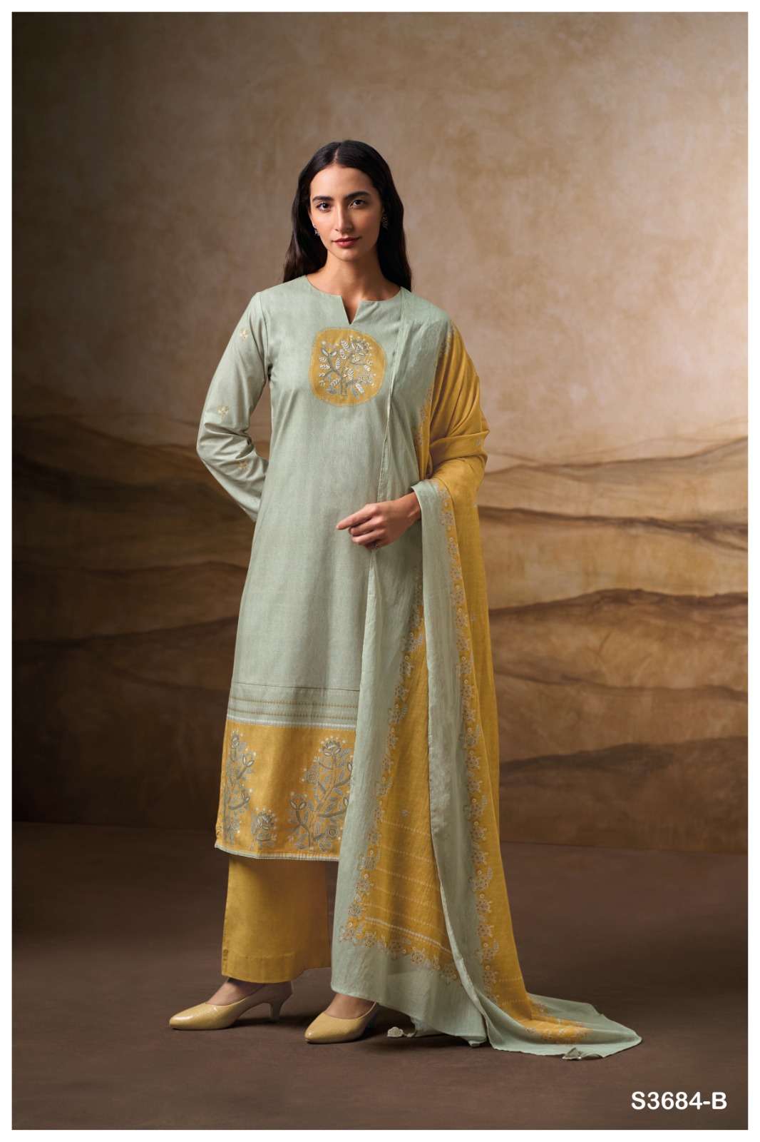 GANGA ROSYRA 3684 COTTON PRINTED WITH EMBROIDERY WORK SUIT