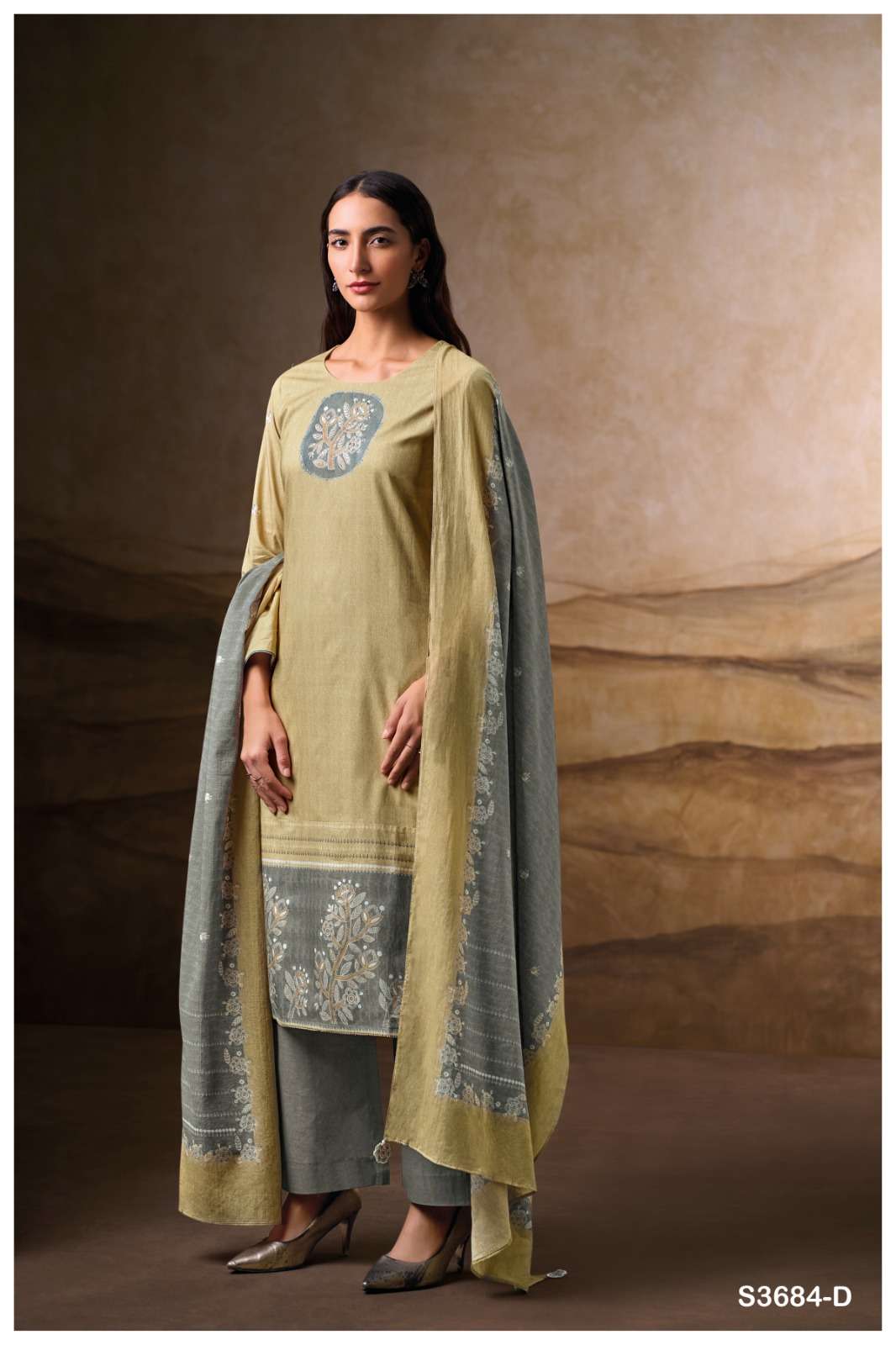 GANGA ROSYRA 3684 COTTON PRINTED WITH EMBROIDERY WORK SUIT