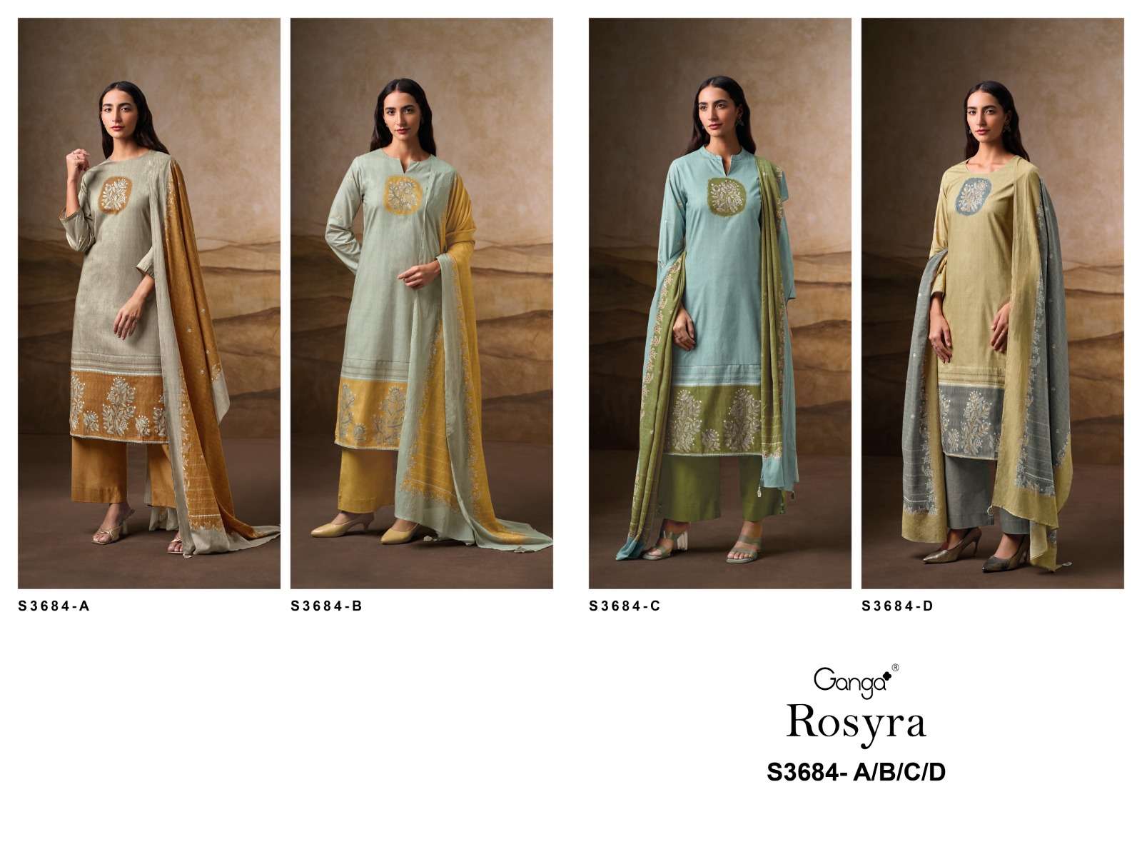 GANGA ROSYRA 3684 COTTON PRINTED WITH EMBROIDERY WORK SUIT