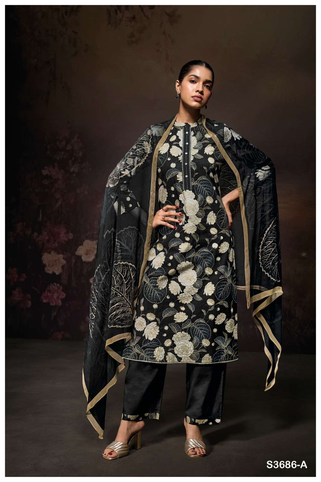 GANGA YUGRITI 3686 COTTON PRINTED WITH EMBROIDERY WORK SUIT