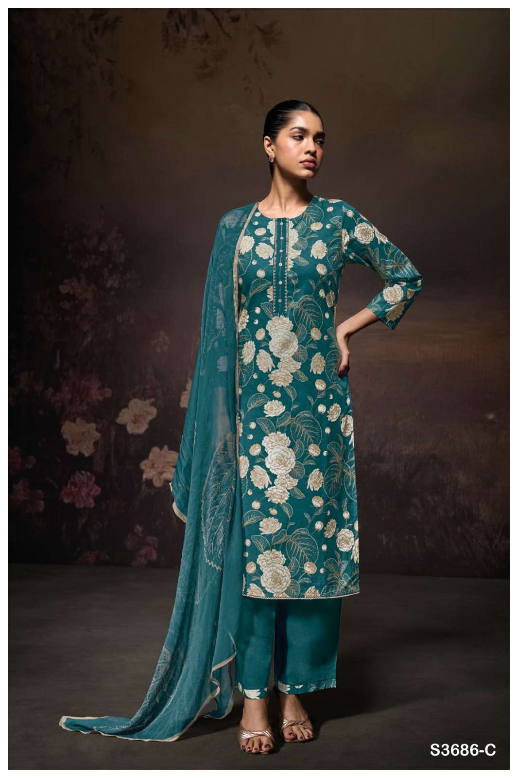 GANGA YUGRITI 3686 COTTON PRINTED WITH EMBROIDERY WORK SUIT