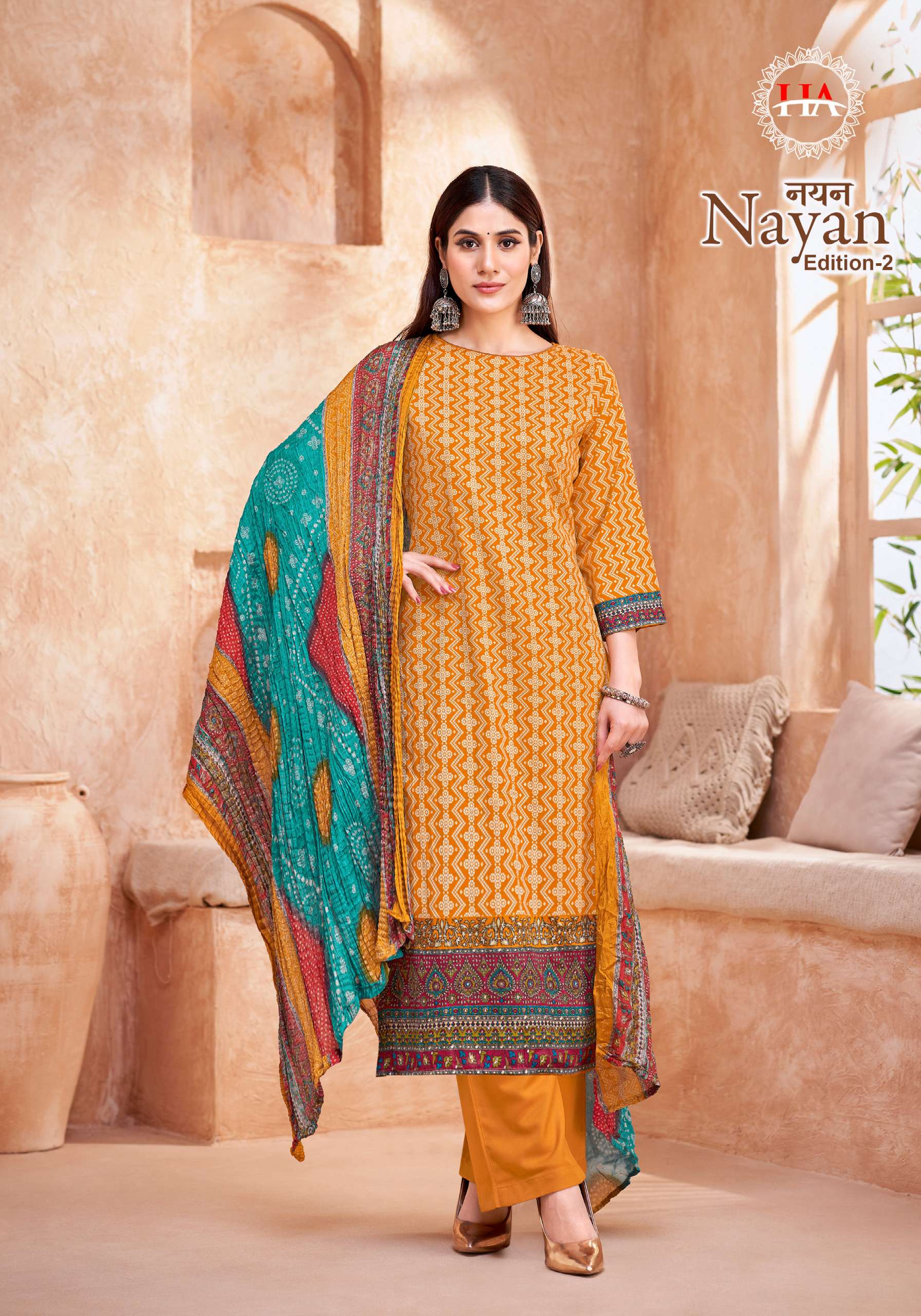 HARSHIT FASHION HUB NAYAN EDITION 2 JAM COTTON PRINT WITH WORK SUIT