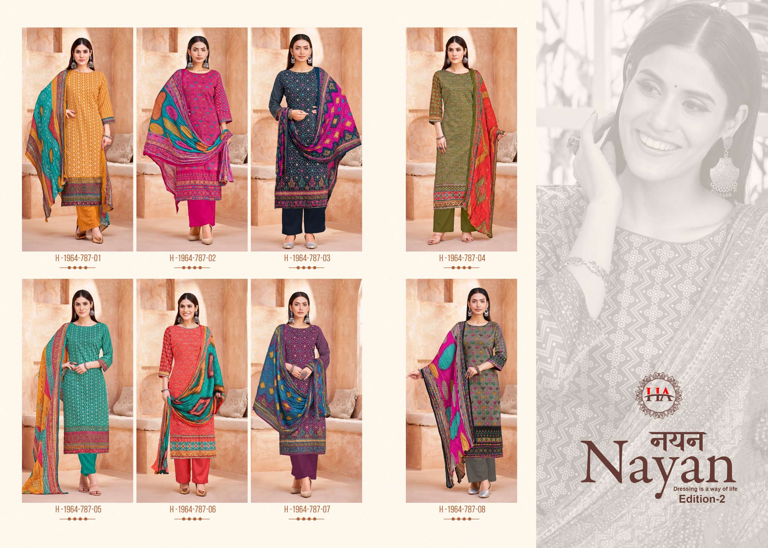 HARSHIT FASHION HUB NAYAN EDITION 2 JAM COTTON PRINT WITH WORK SUIT