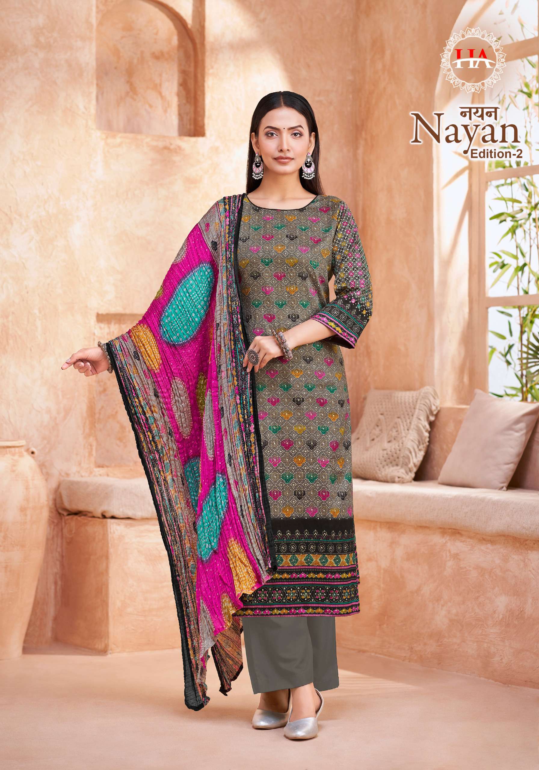 HARSHIT FASHION HUB NAYAN EDITION 2 JAM COTTON PRINT WITH WORK SUIT