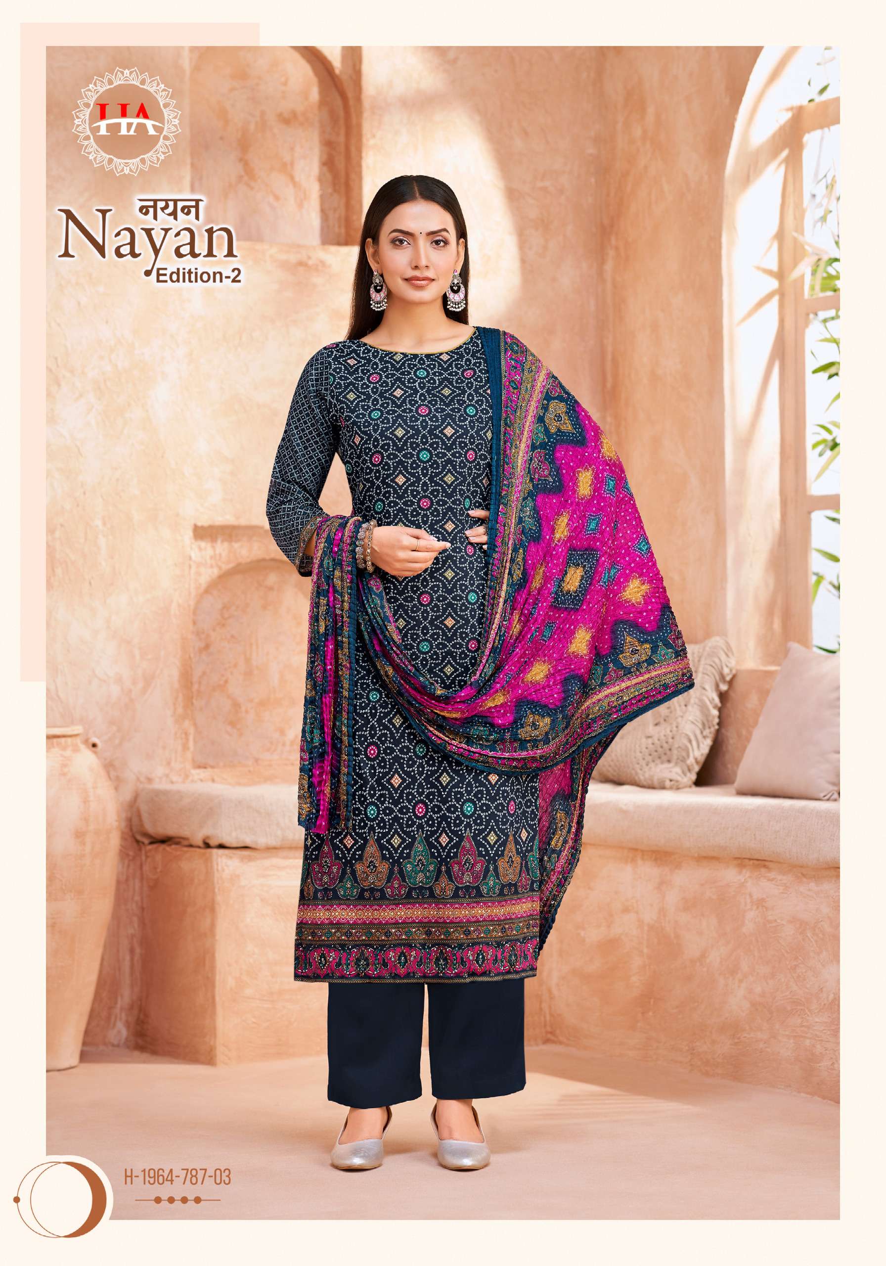 HARSHIT FASHION HUB NAYAN EDITION 2 JAM COTTON PRINT WITH WORK SUIT