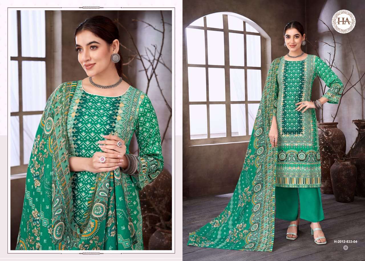 HARSHIT FASHION HUB SANA NOOR EDITION 5 RAYON PRINT WITH HAND WORK SUIT