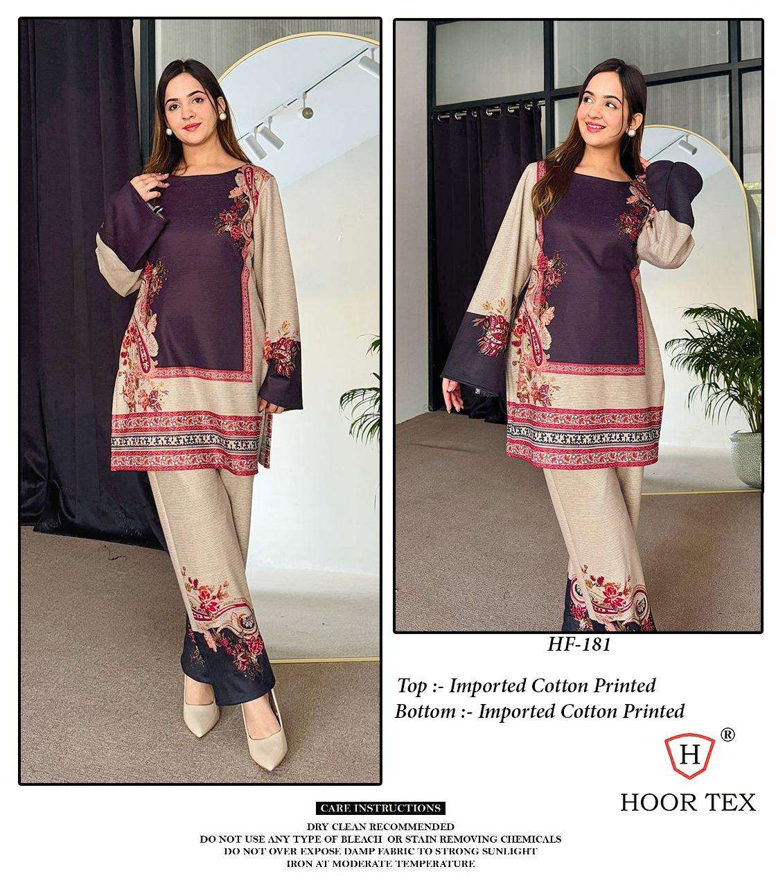 HOOR TEX  HF 180 & 181 COTTON PRINTED FANCY PAKISTANI STYLE CO-ORD SET