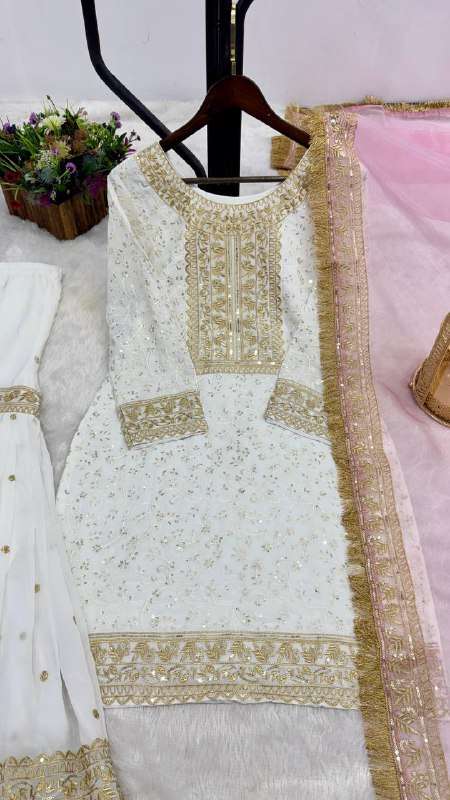 JD 609 GEORGETTE  FANCY DESIGNER PARTY WEAR READY MADE SHARARA SUIT