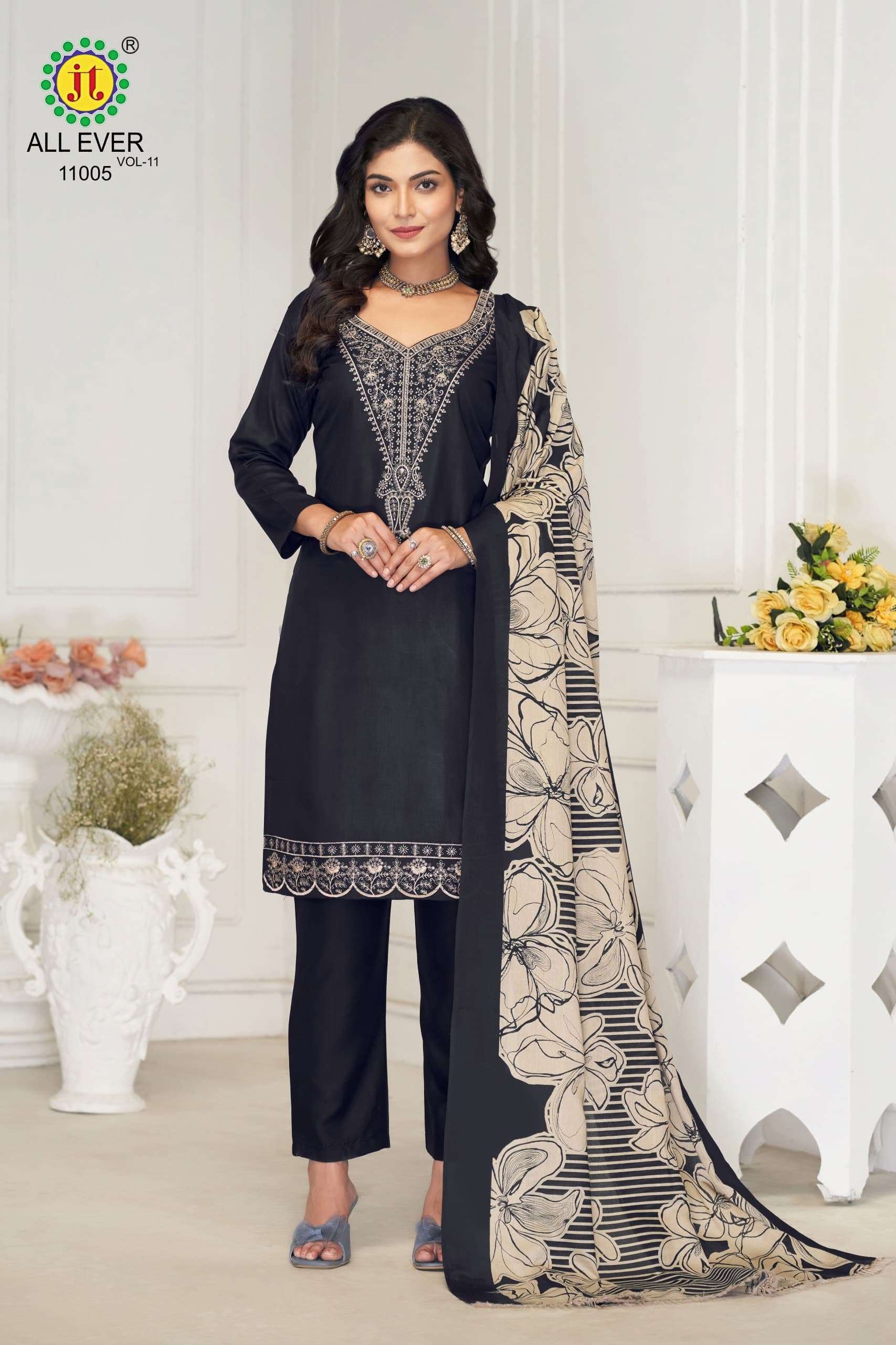 JT ALL EVER VOL 11 RAYON FANCY SEQUENCE EMBROIDERY WORK SUIT