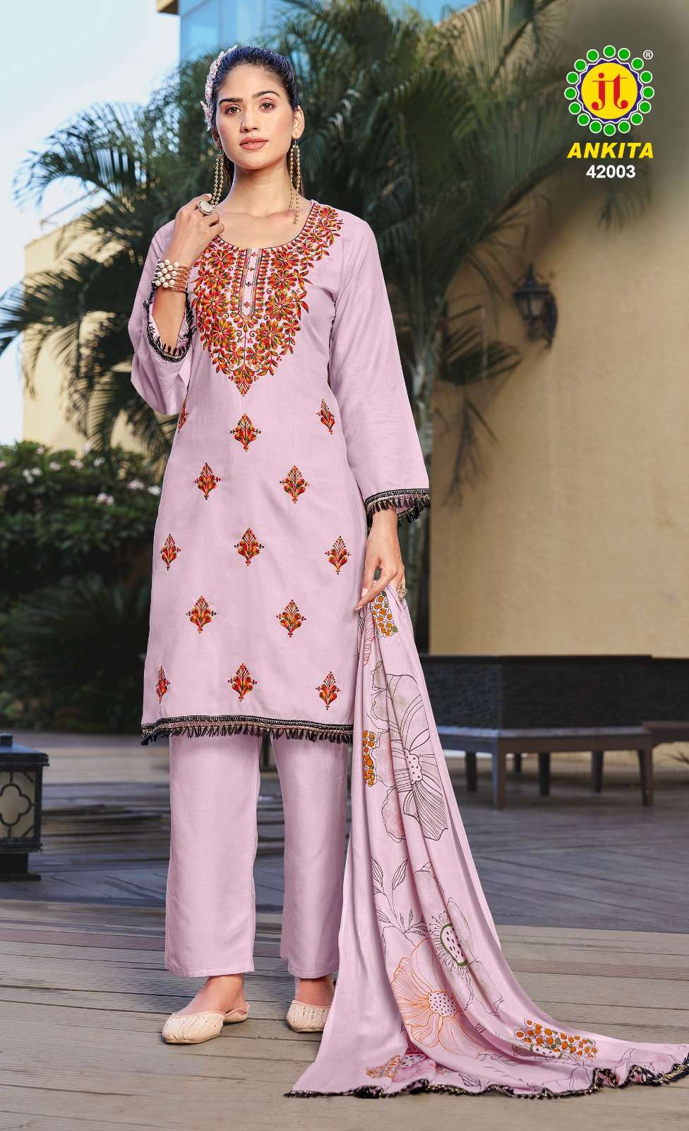 JT ANKITA VOL 42 RAYON FANCY EMBROIDERY WORKS SUIT