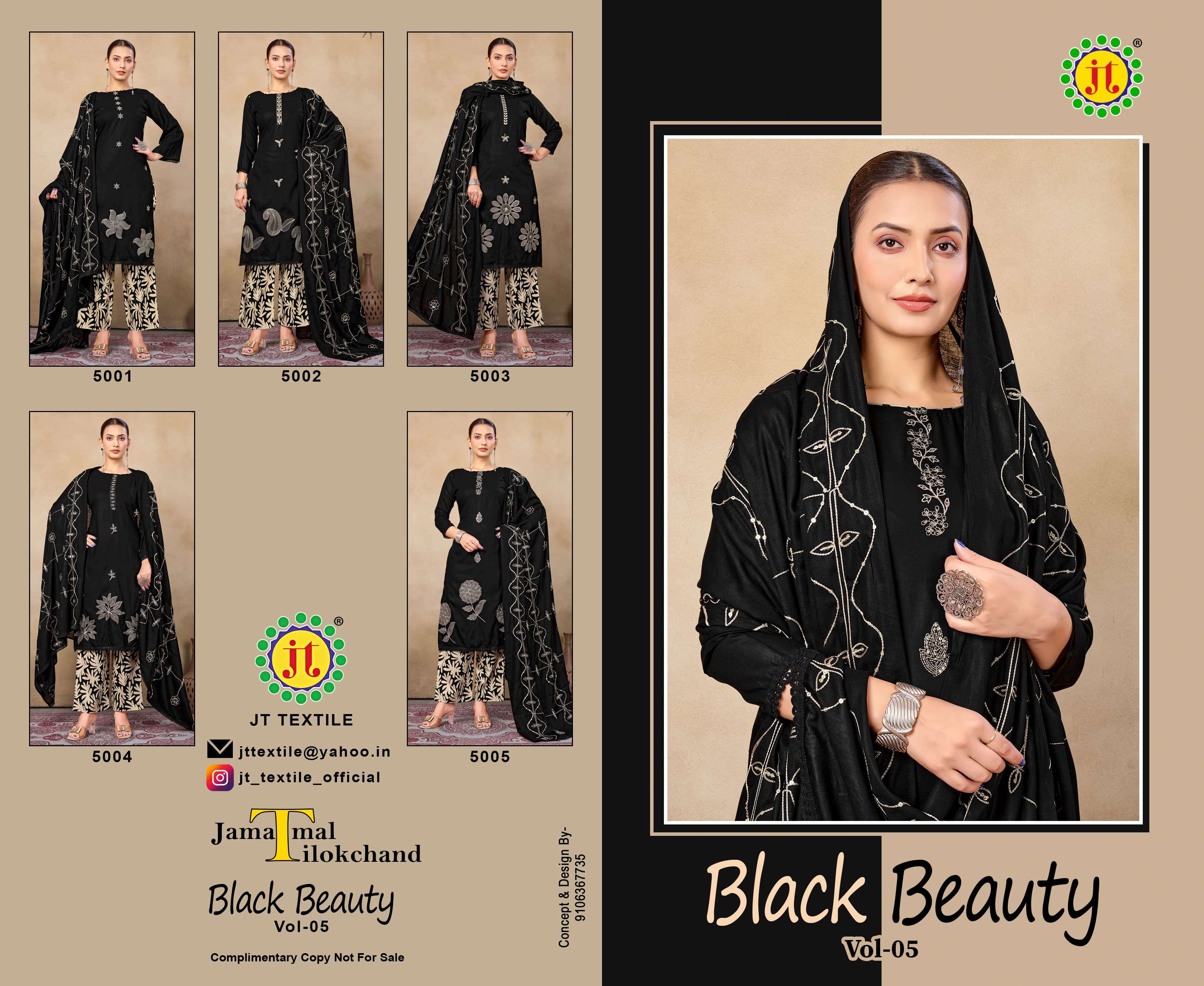JT BLACK BEAUTY VOL 5 RAYON FANCY EMBROIDERY WORK SUIT