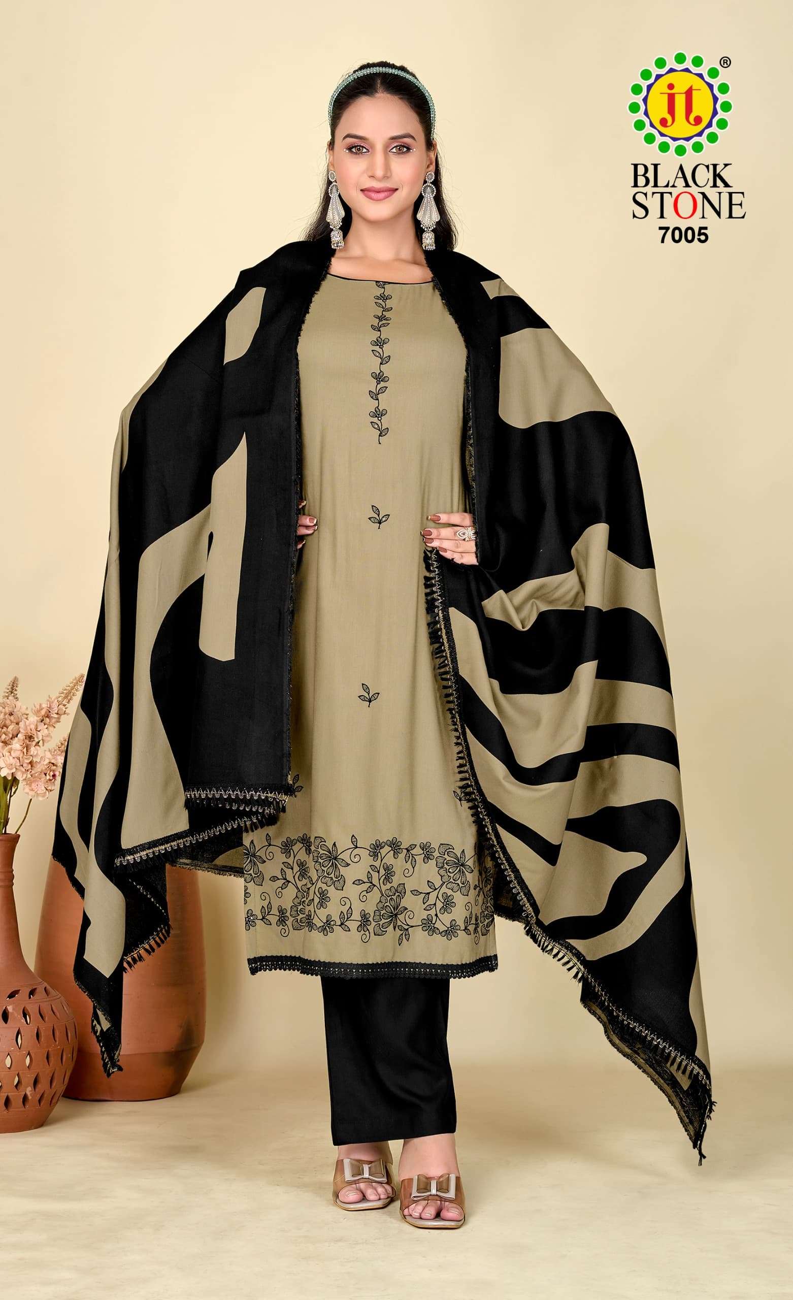 JT BLACK STONE VOL 7 RAYON EMBROIDERY SUIT