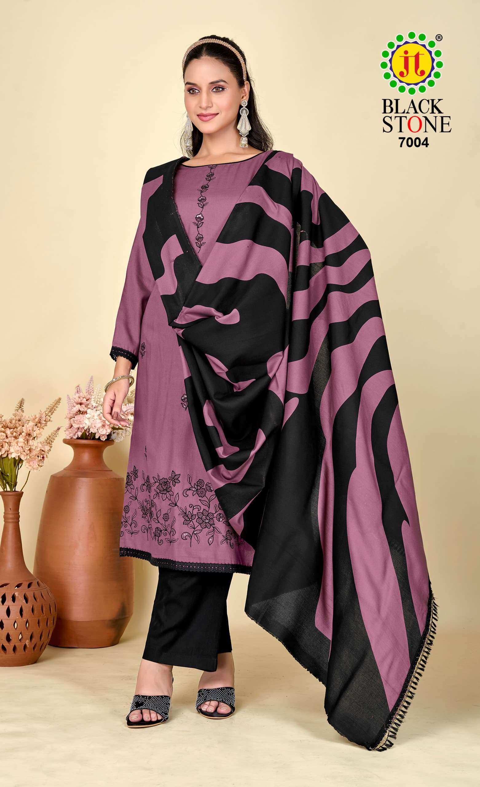 JT BLACK STONE VOL 7 RAYON EMBROIDERY SUIT