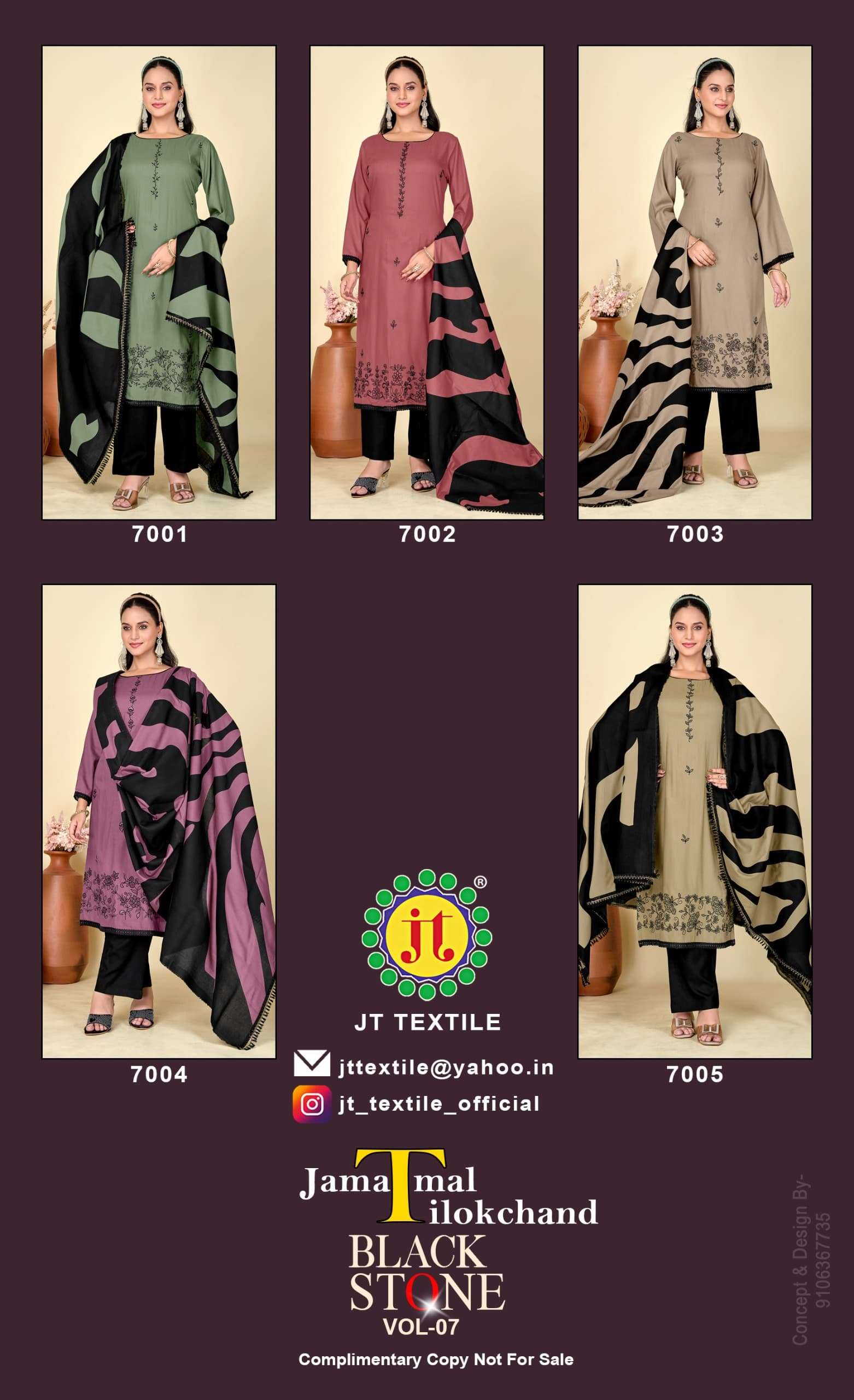 JT BLACK STONE VOL 7 RAYON EMBROIDERY SUIT