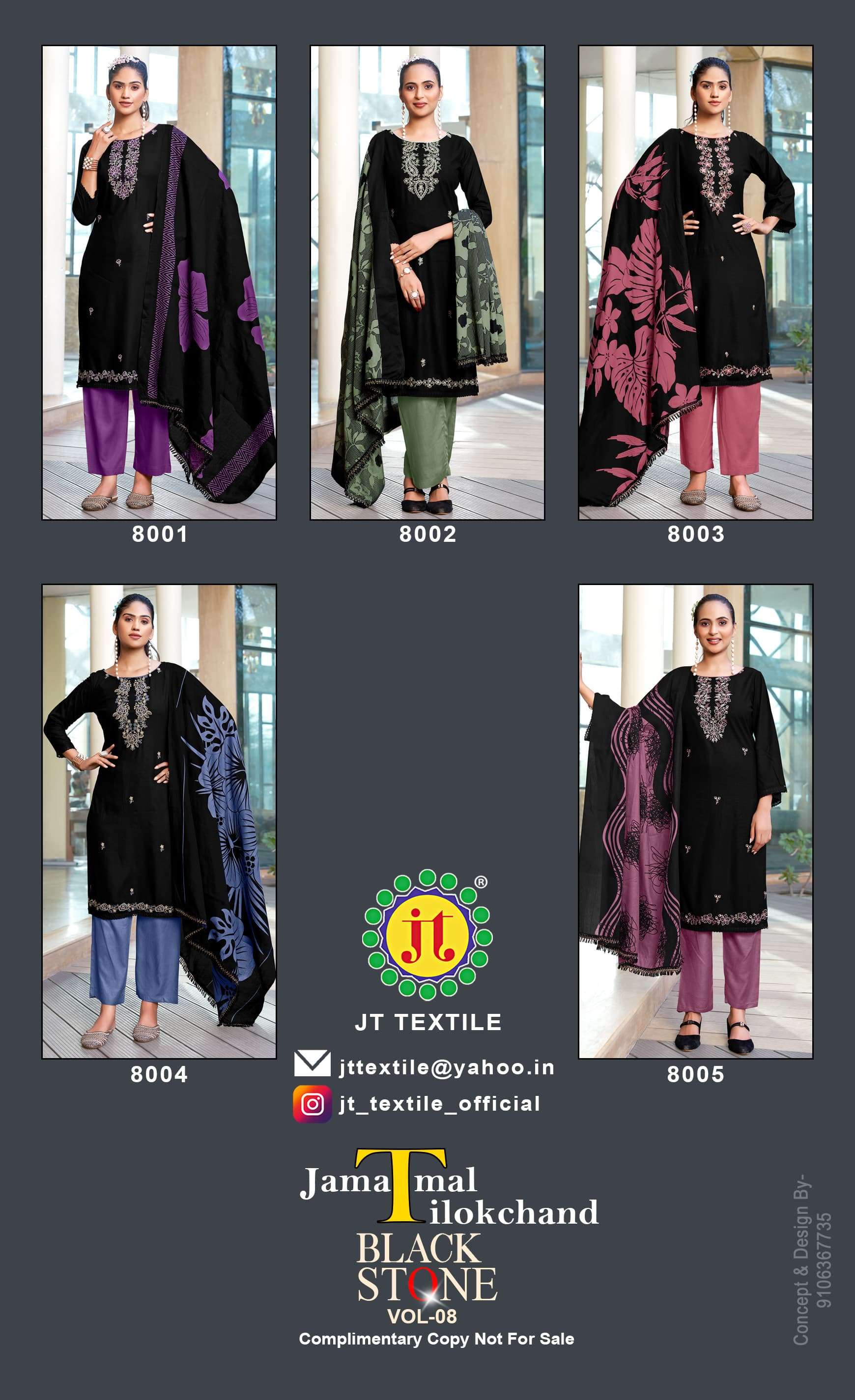 JT BLACK STONE VOL 8 RAYON FANCY PREMIUM EMBROIDERY WORKS SUIT