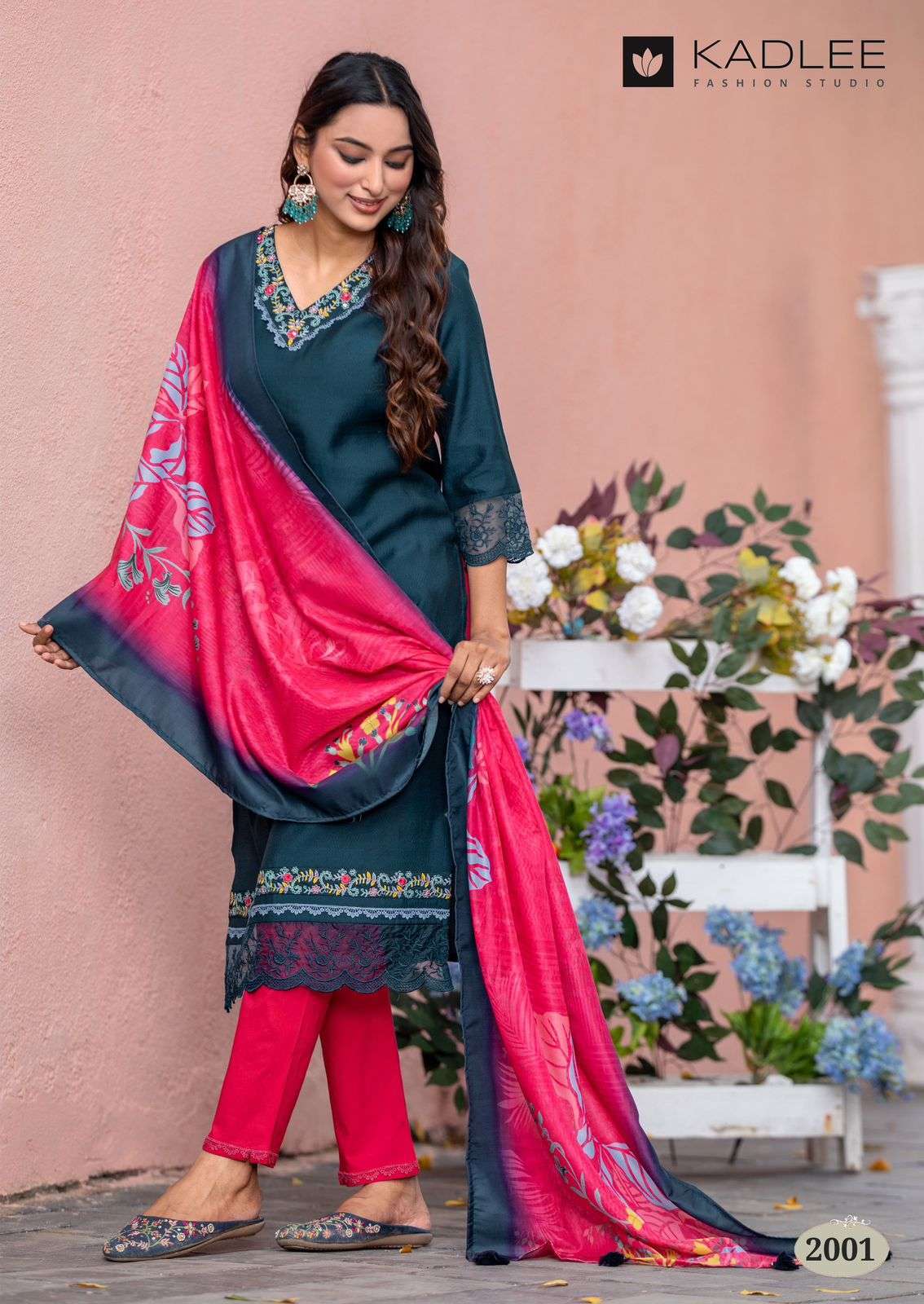 KADLEE FASHION RIVANTA VISCOSE DESIGNER WORK LADIES KURTI COMBO SET 