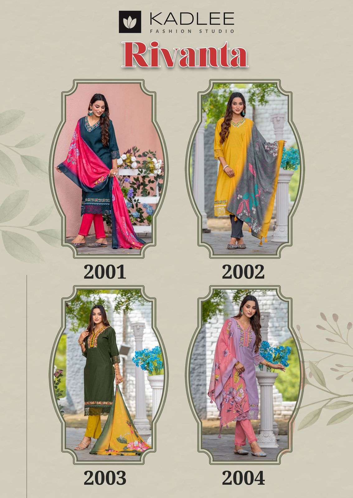KADLEE FASHION RIVANTA VISCOSE DESIGNER WORK LADIES KURTI COMBO SET 