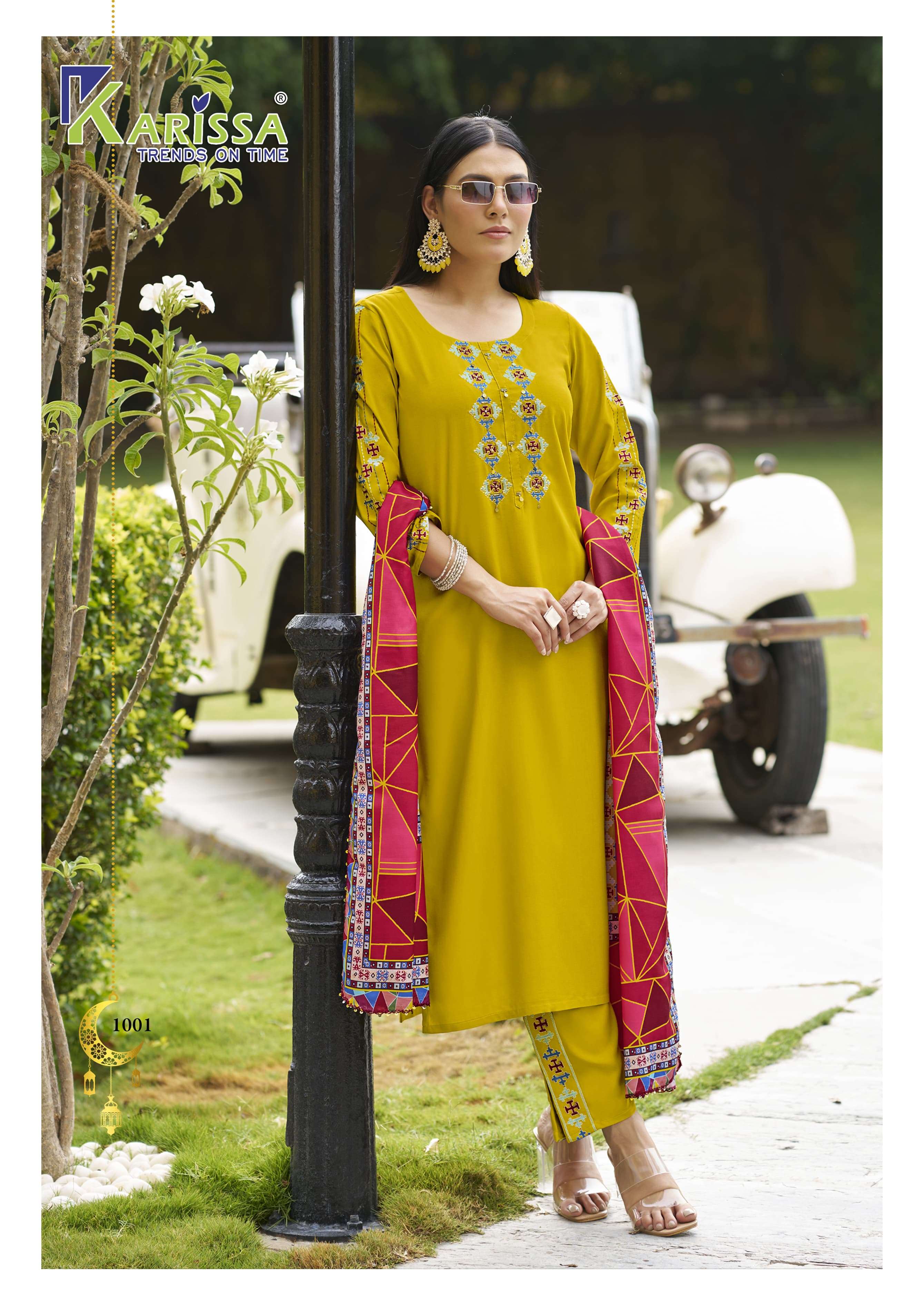 KARISSA ANIKA RAYON FANCY DESIGNER WORK LADIES KURTI COMBO SET 