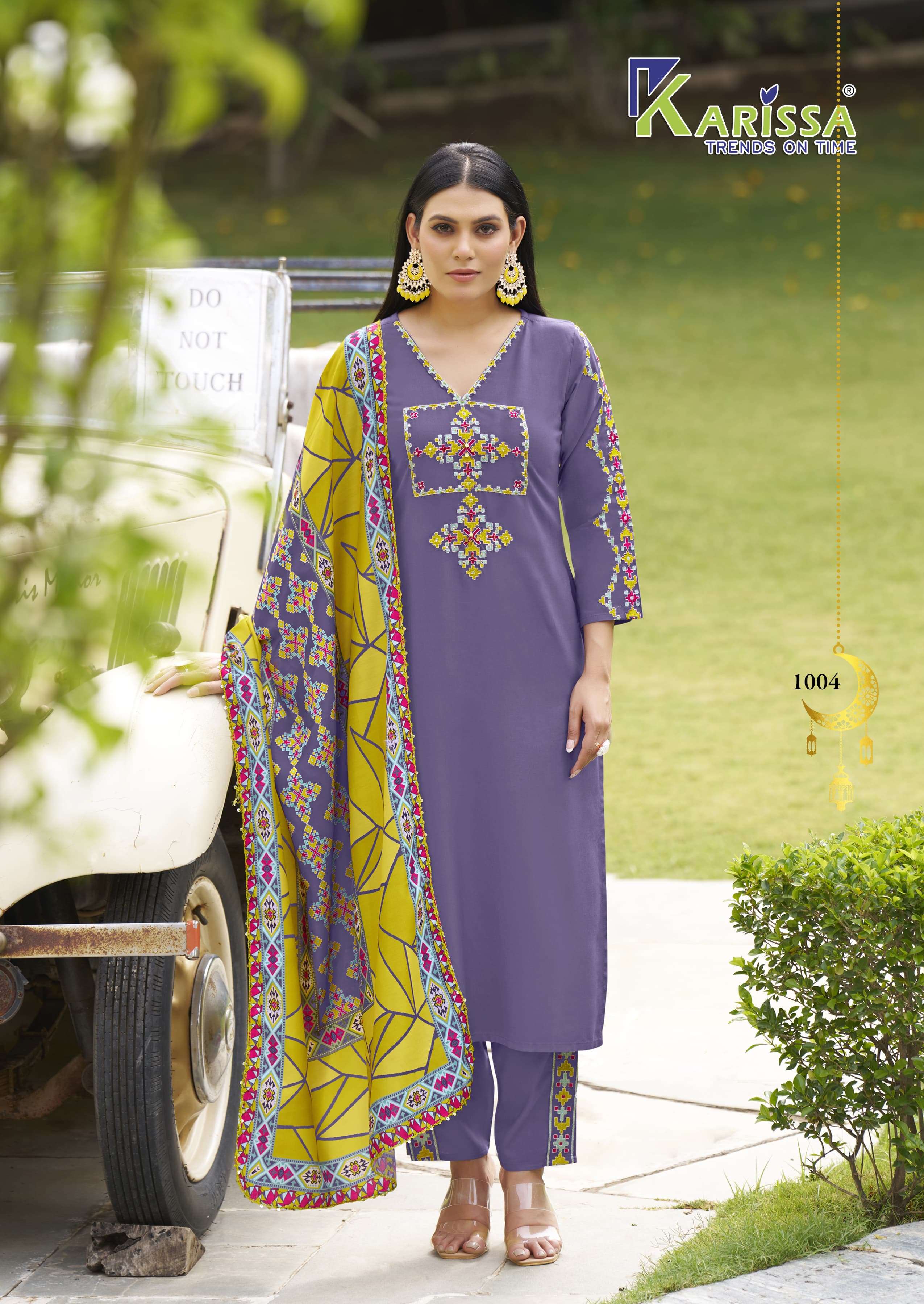 KARISSA ANIKA RAYON FANCY DESIGNER WORK LADIES KURTI COMBO SET 