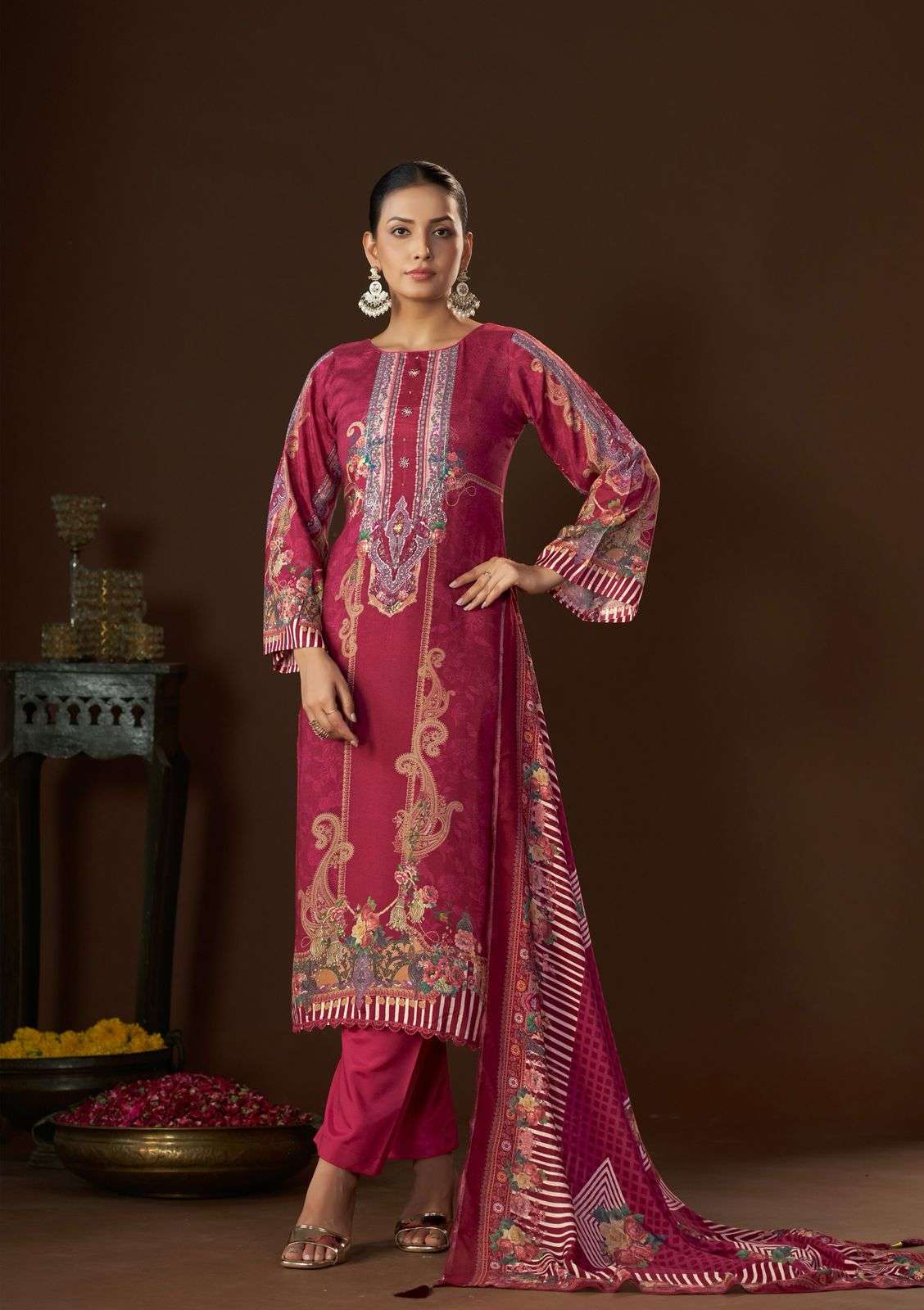 KARVA DESINER YAMIKA VISCOSE DIGITAL PRINT WITH HAND WORK SUIT